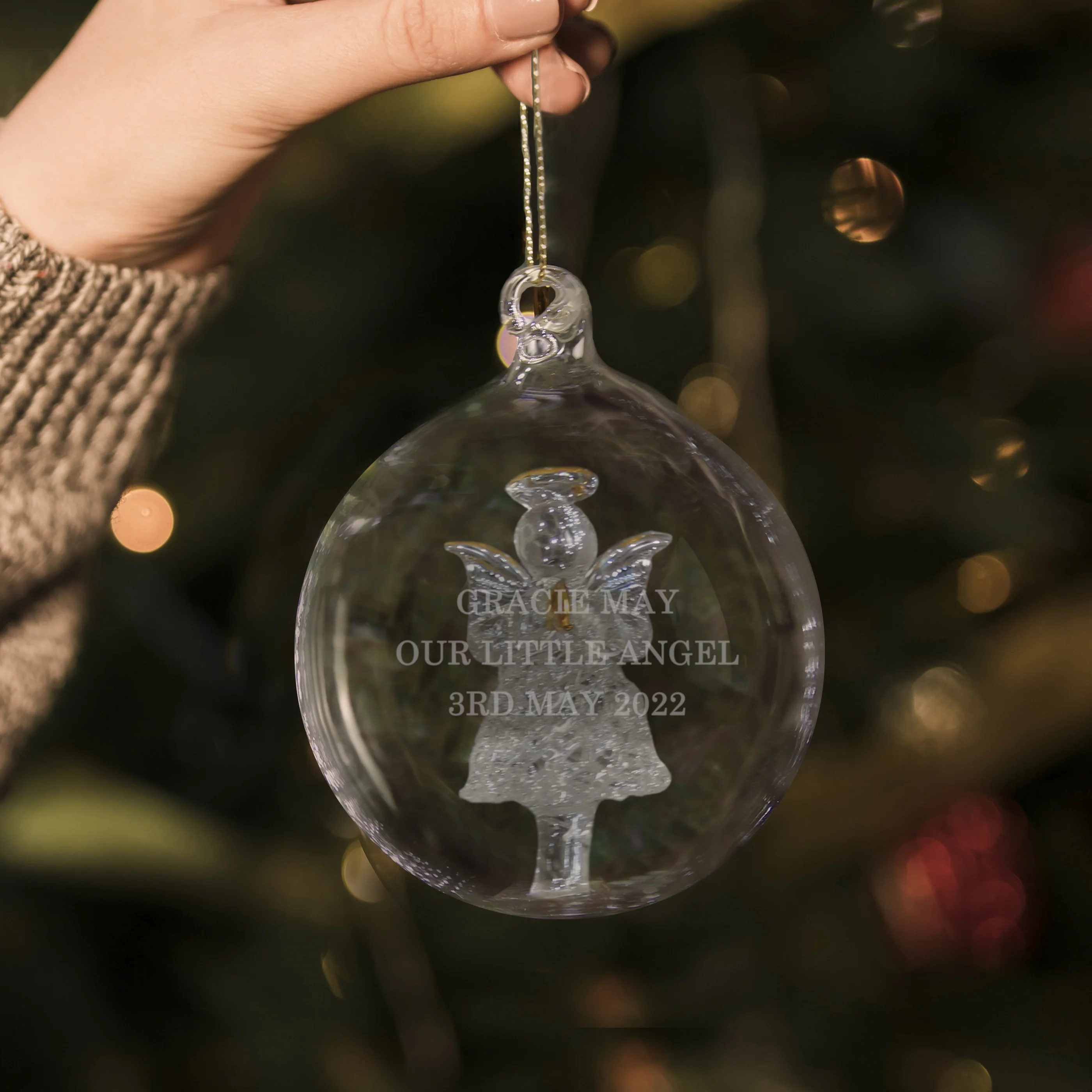 Personalised Glass Christmas Angel Bauble - Image 4