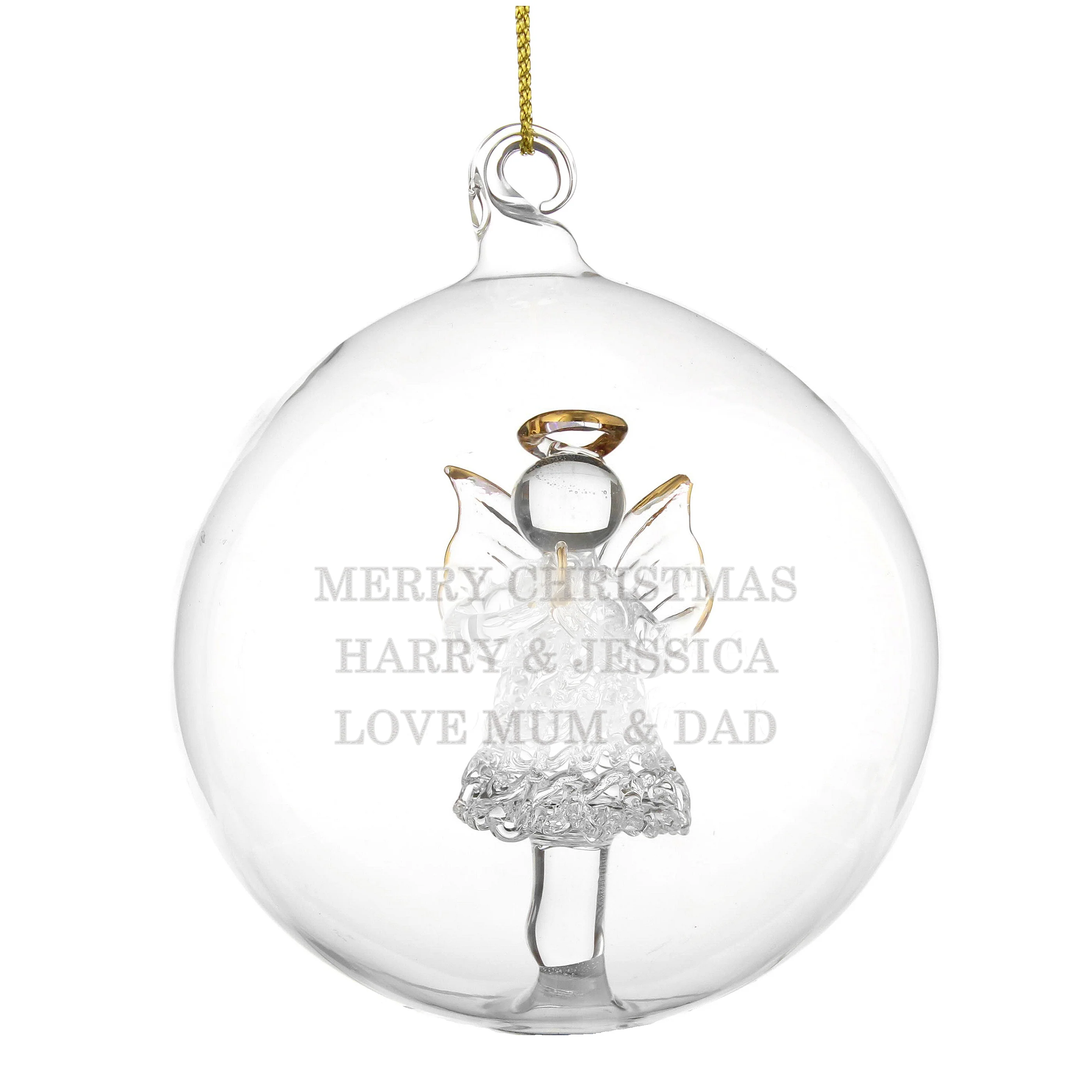 Personalised Glass Christmas Angel Bauble - Image 5