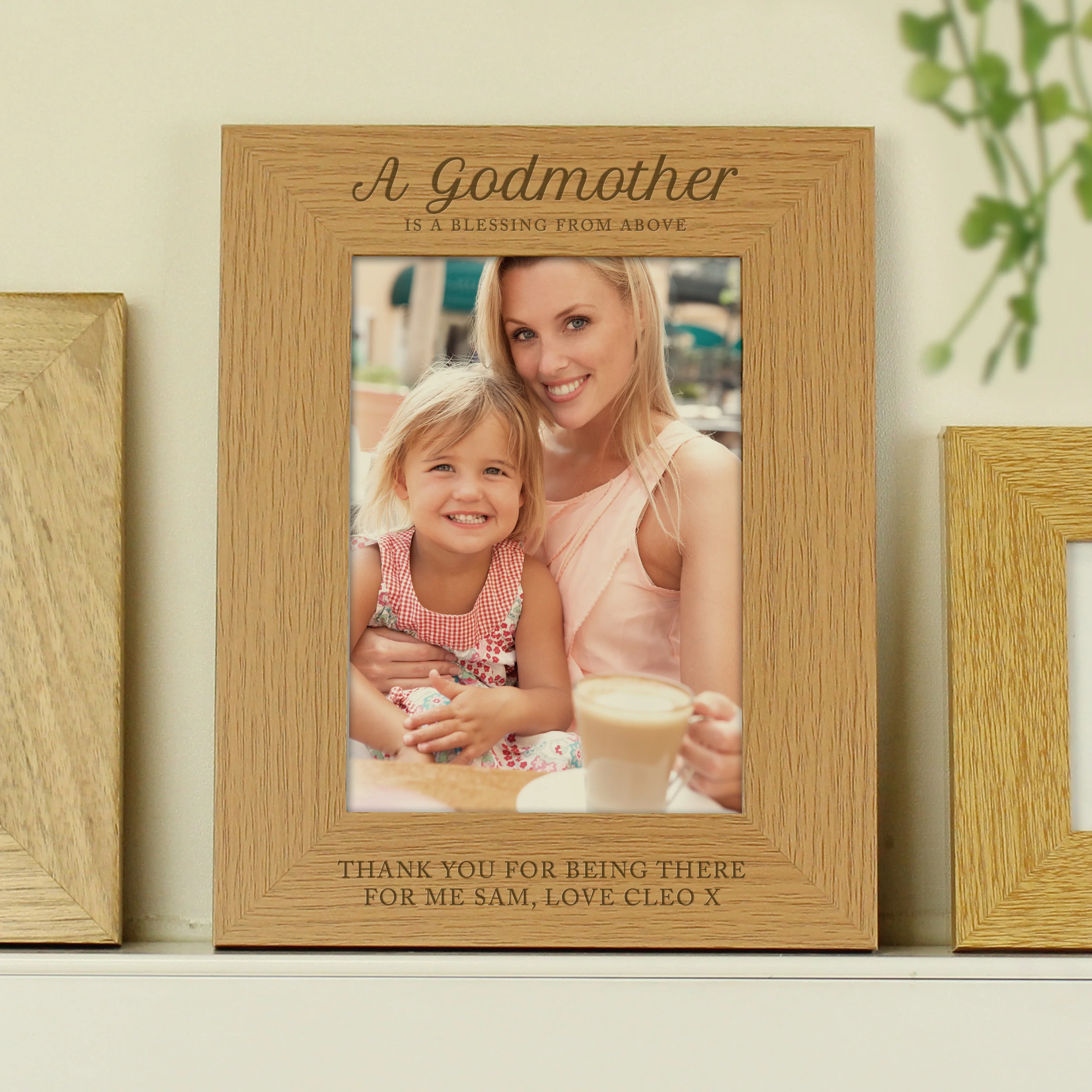 Personalised Godmother 5x7 Oak Finish Photo Frame - Image 2