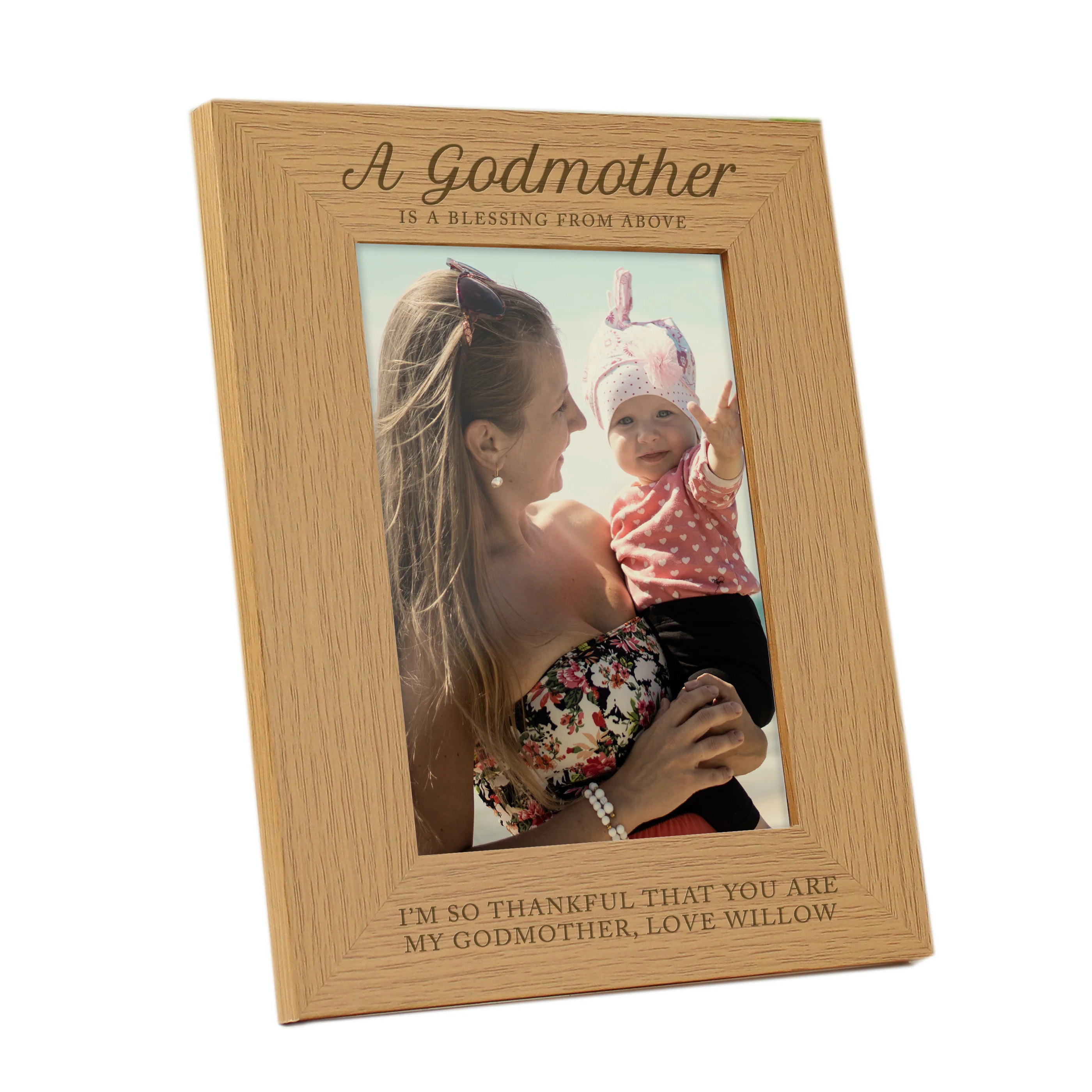 Personalised Godmother 5x7 Oak Finish Photo Frame - Image 4