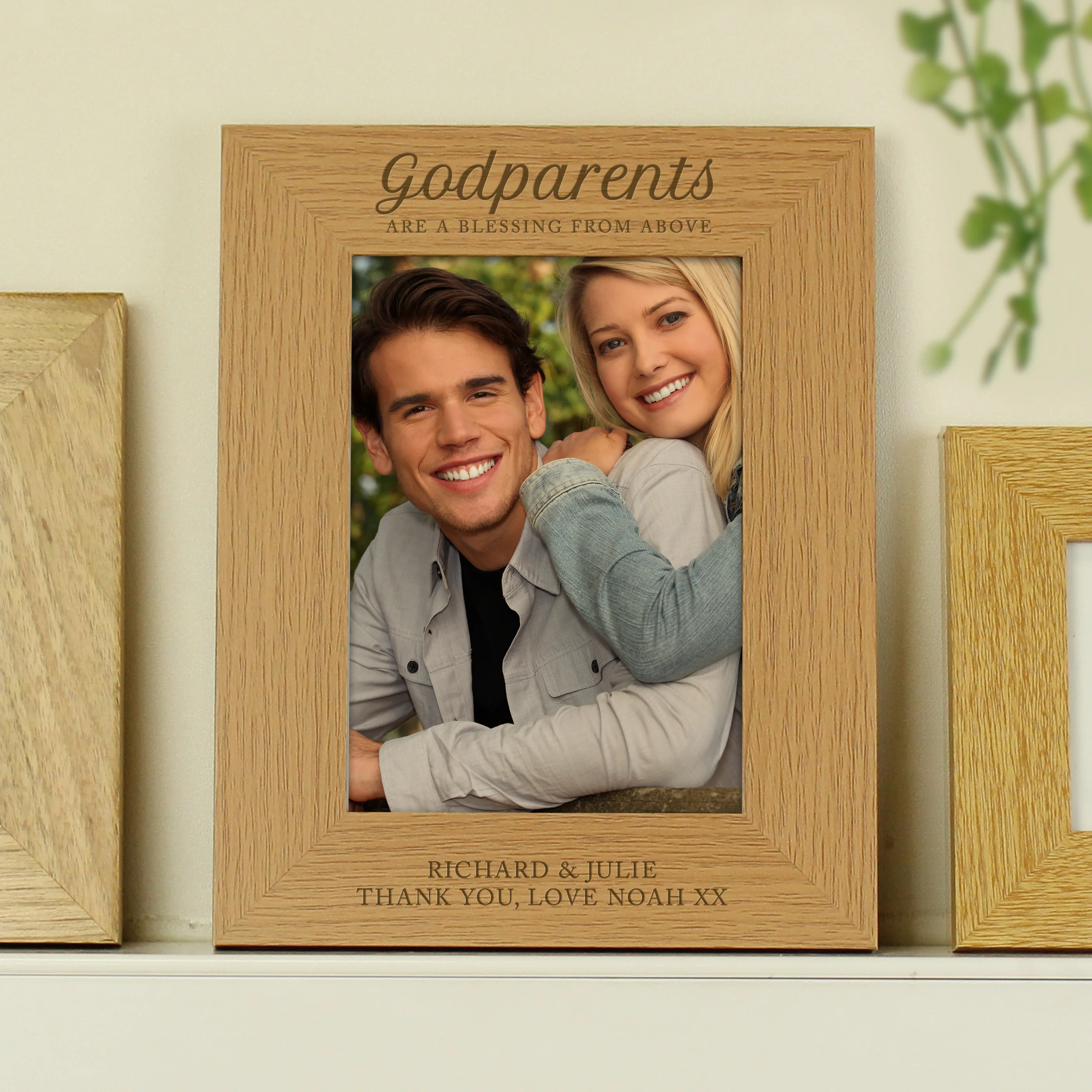 Personalised Godparents 5x7 Oak Finish Photo Frame - Image 2