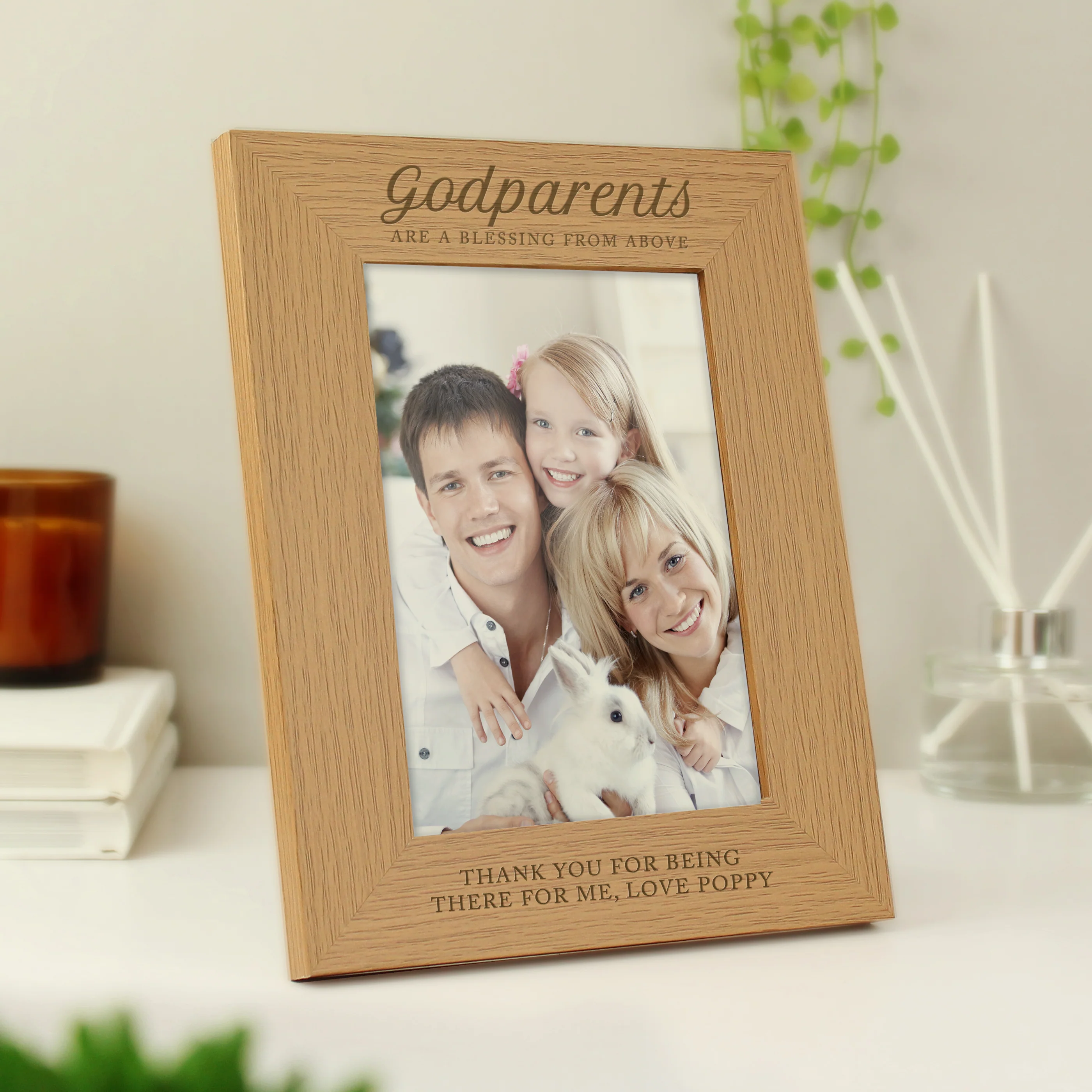 Personalised Godparents 5x7 Oak Finish Photo Frame - Image 3