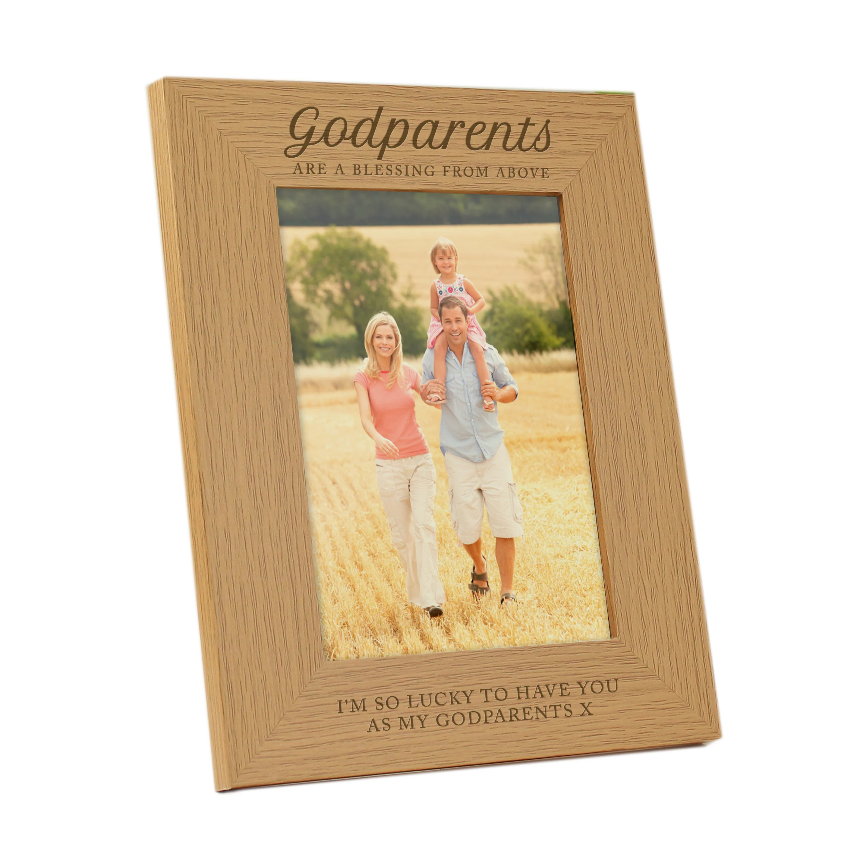 Personalised Godparents 5x7 Oak Finish Photo Frame - Image 4