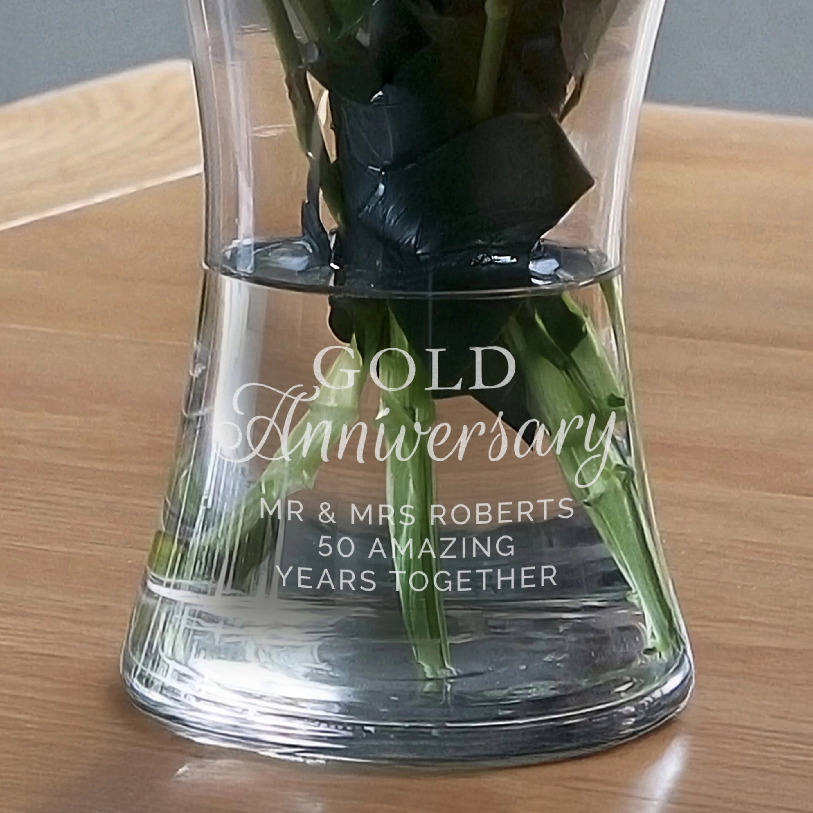 Personalised 'Gold Anniversary' Glass Vase - Image 3