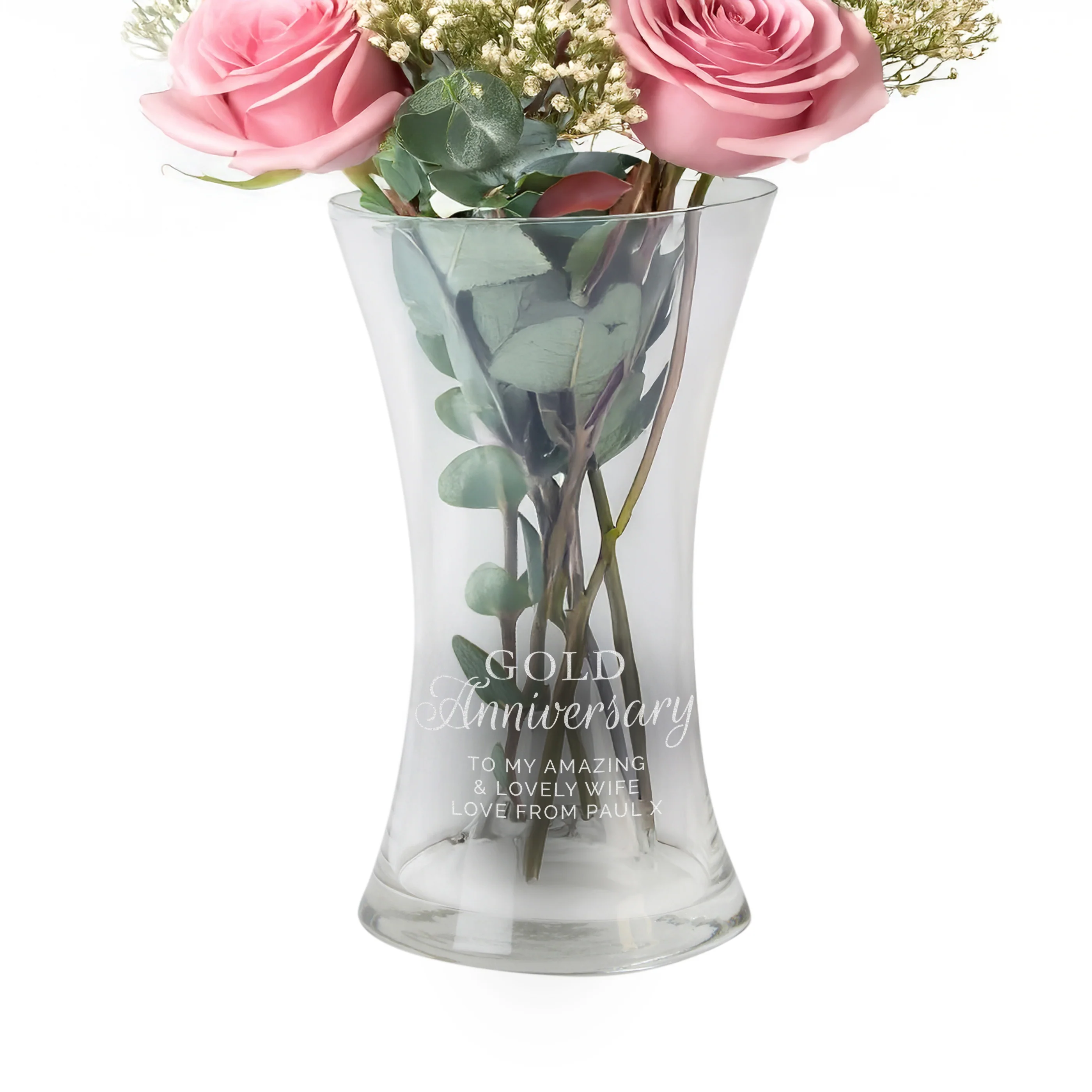 Personalised 'Gold Anniversary' Glass Vase - Image 4