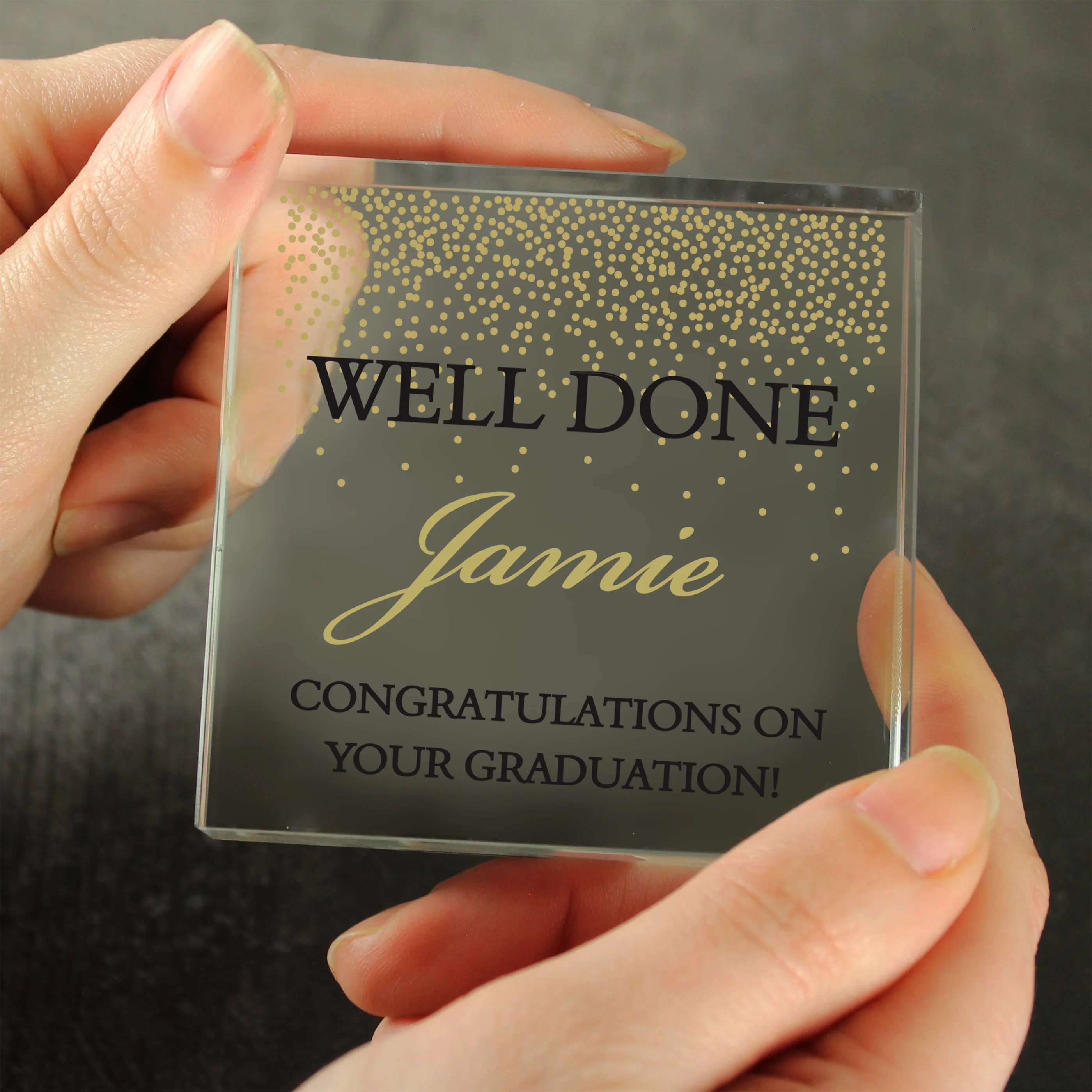 Personalised Gold Confetti Crystal Token - Image 2