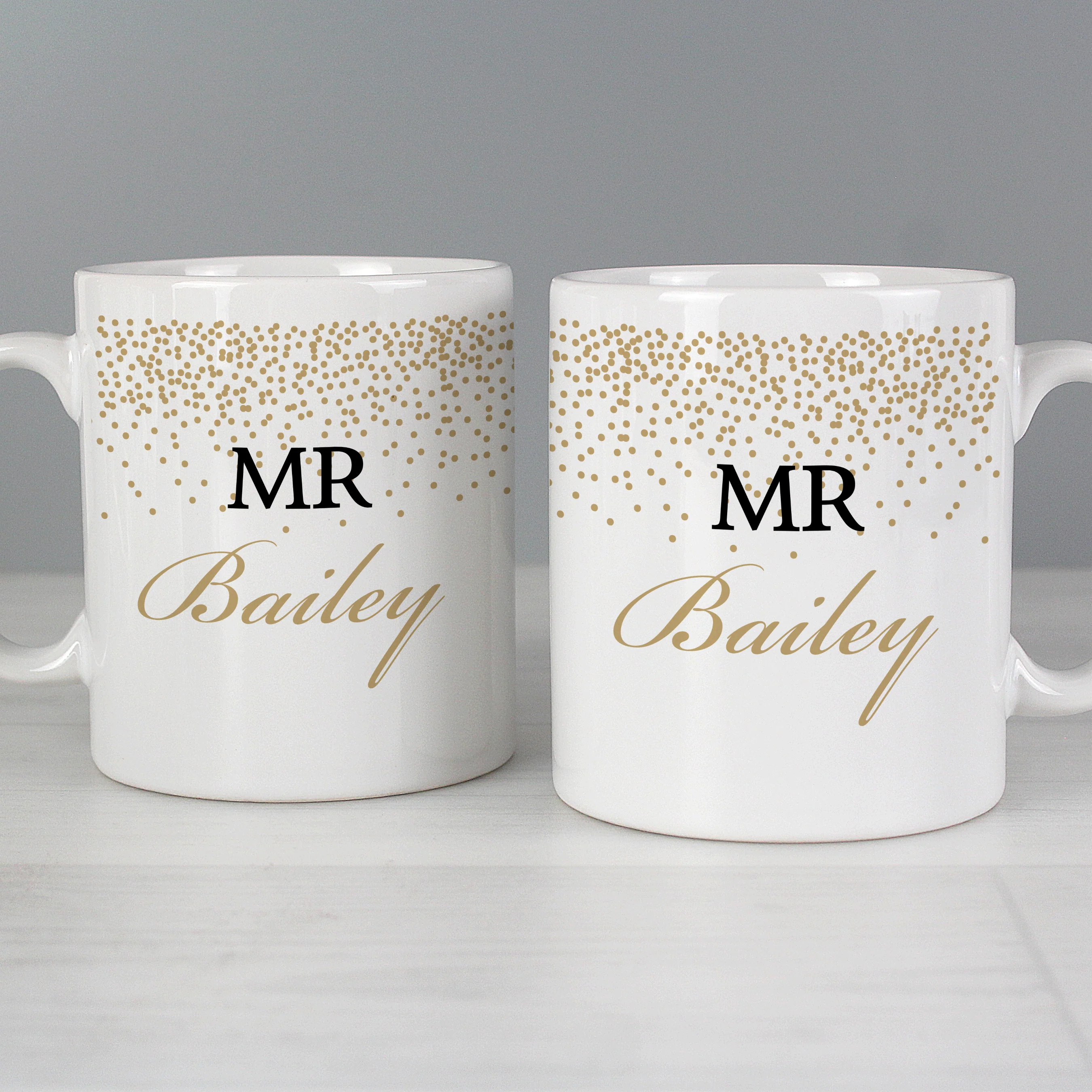 Personalised Gold Confetti Wedding Mug Set - Image 4