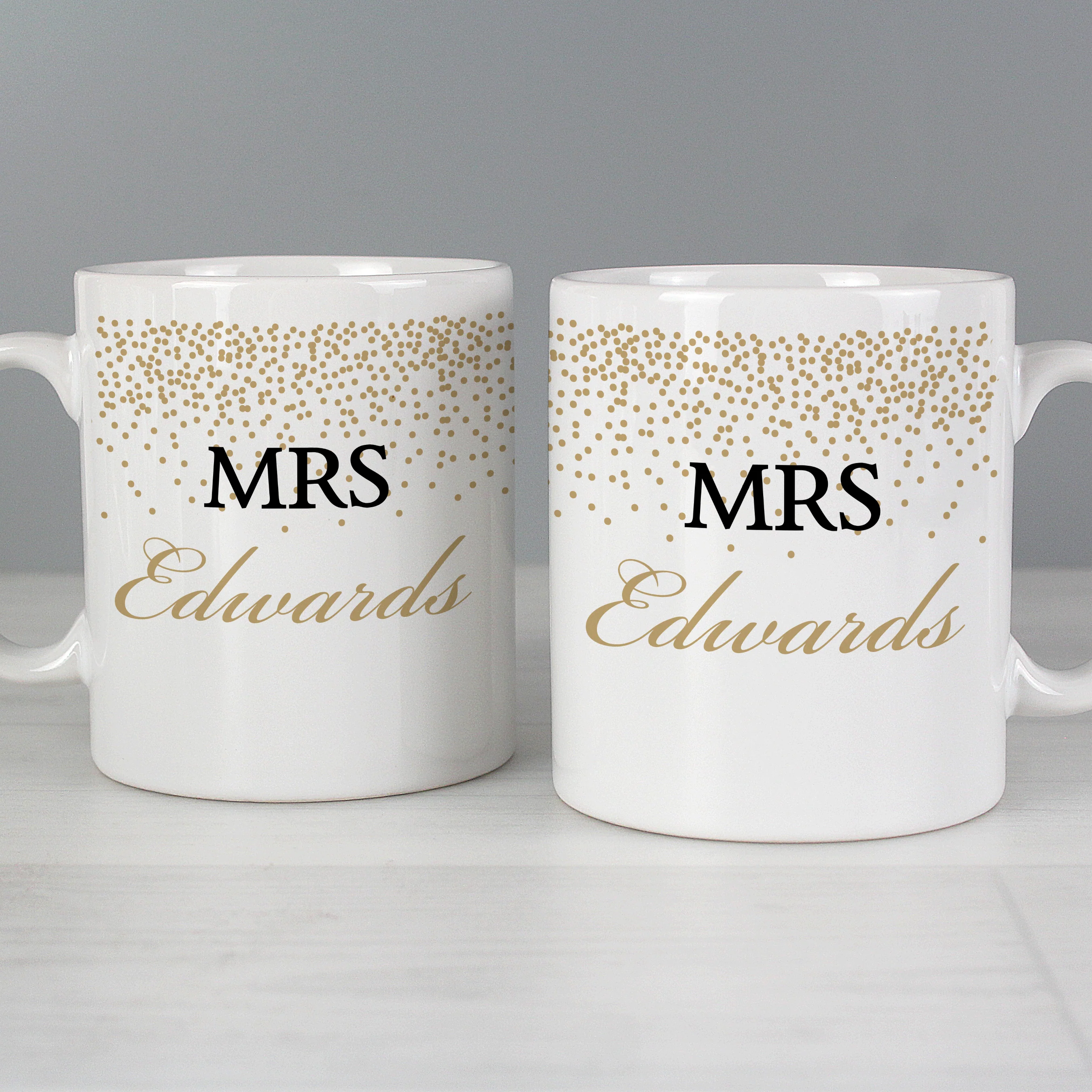 Personalised Gold Confetti Wedding Mug Set - Image 7