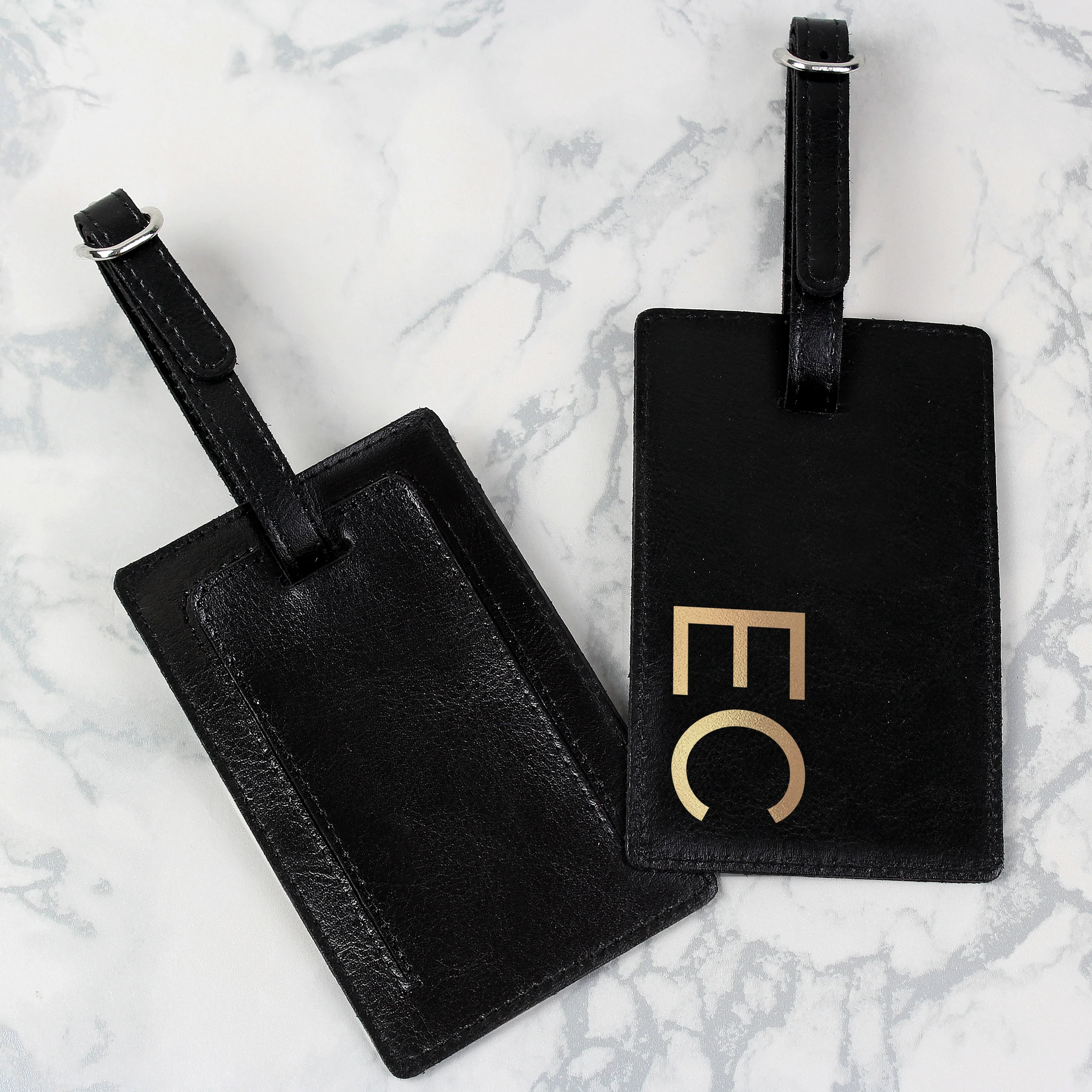Personalised Gold Initials Black Luggage Tag - Image 3
