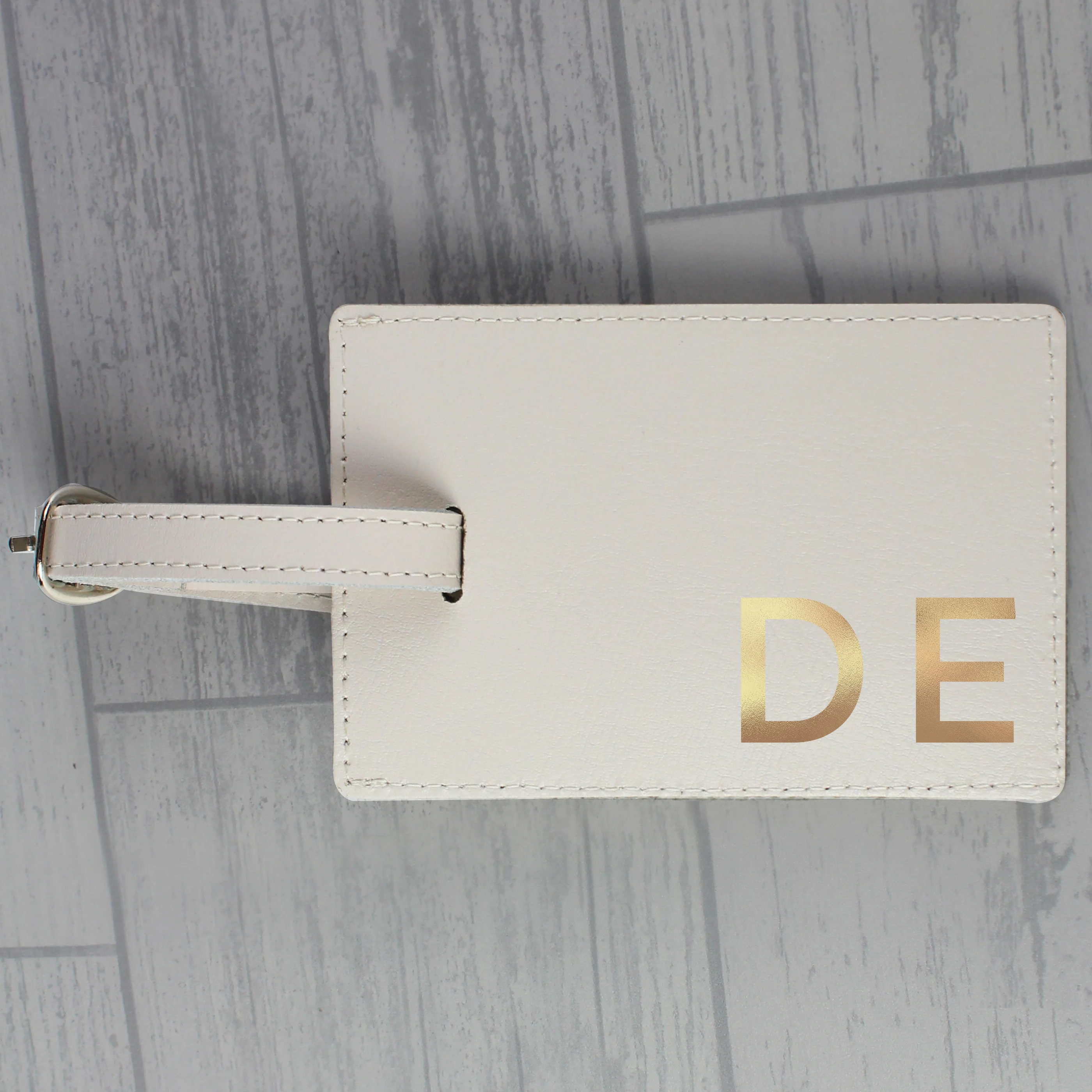 Personalised Gold Initials Cream Luggage Tag - Image 4