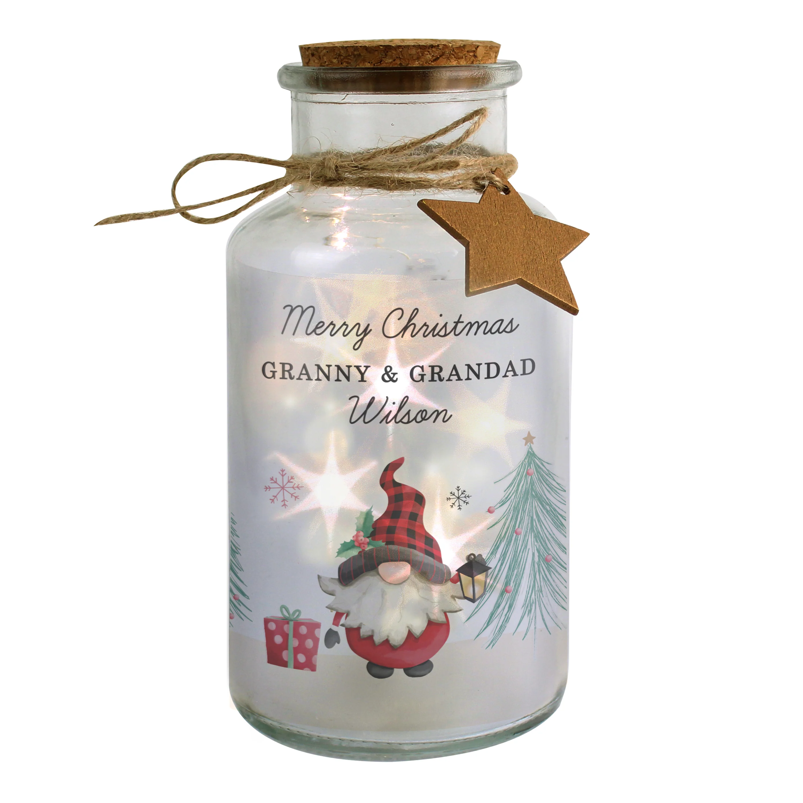 Personalised Gonk Christmas Scene LED Glass Jar - Image 5