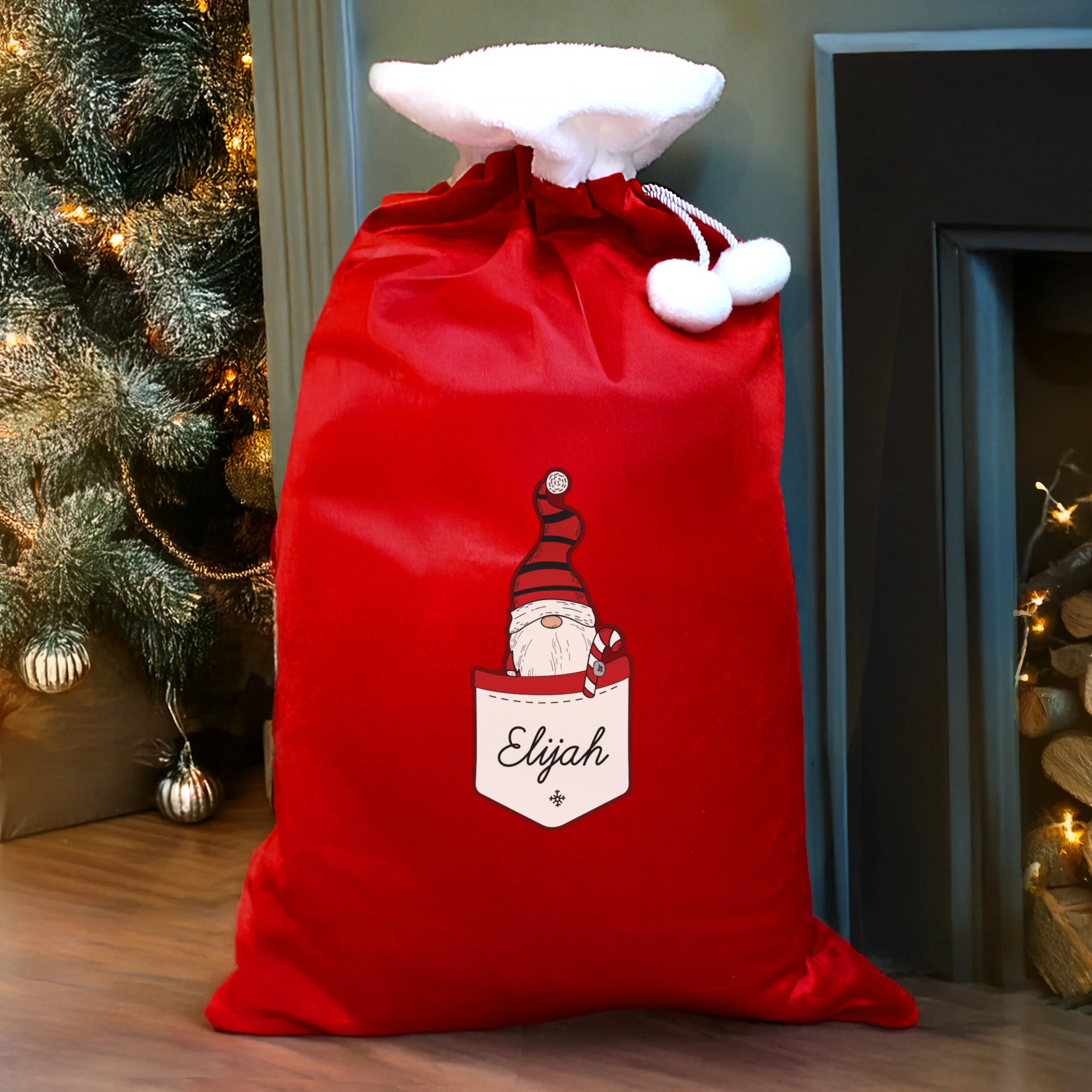 Personalised Gonk Family Red Christmas Sack - Boy - Image 2
