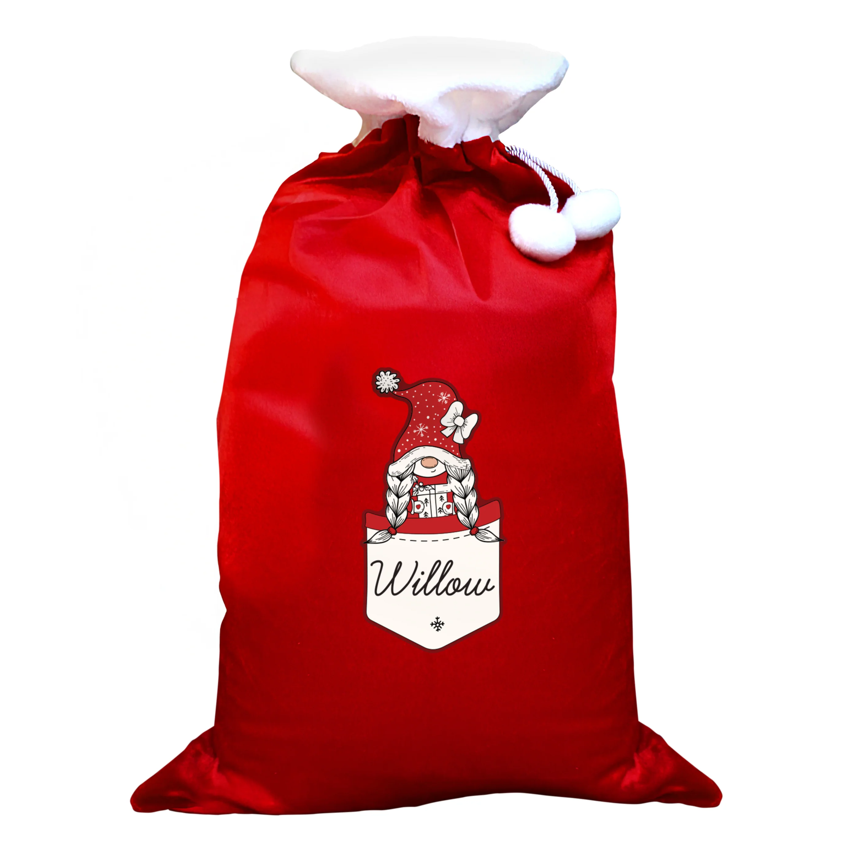 Personalised Gonk Family Red Christmas Sack - Girl - Image 4
