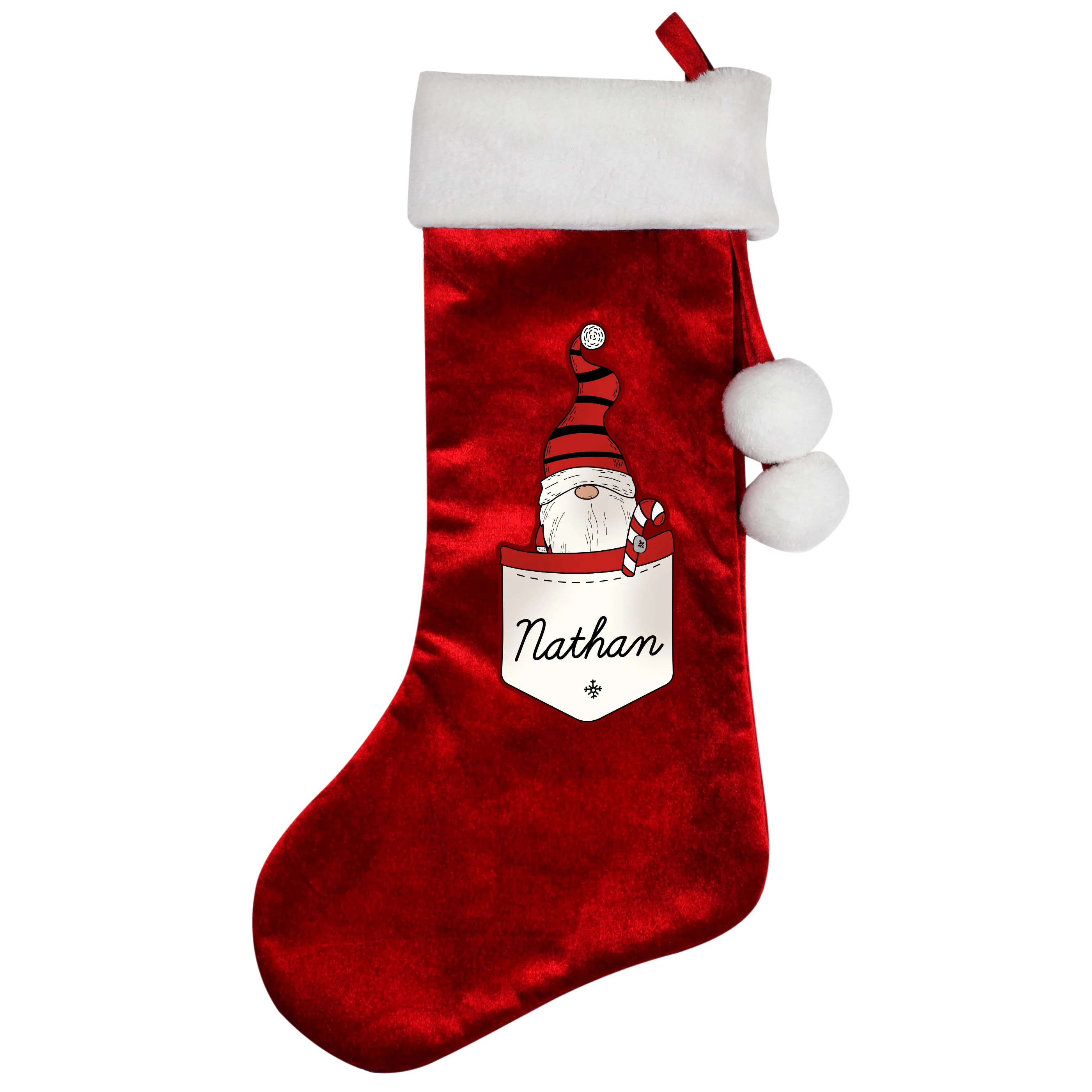 Personalised Gonk Family Red Christmas Stocking- Boy - Image 5