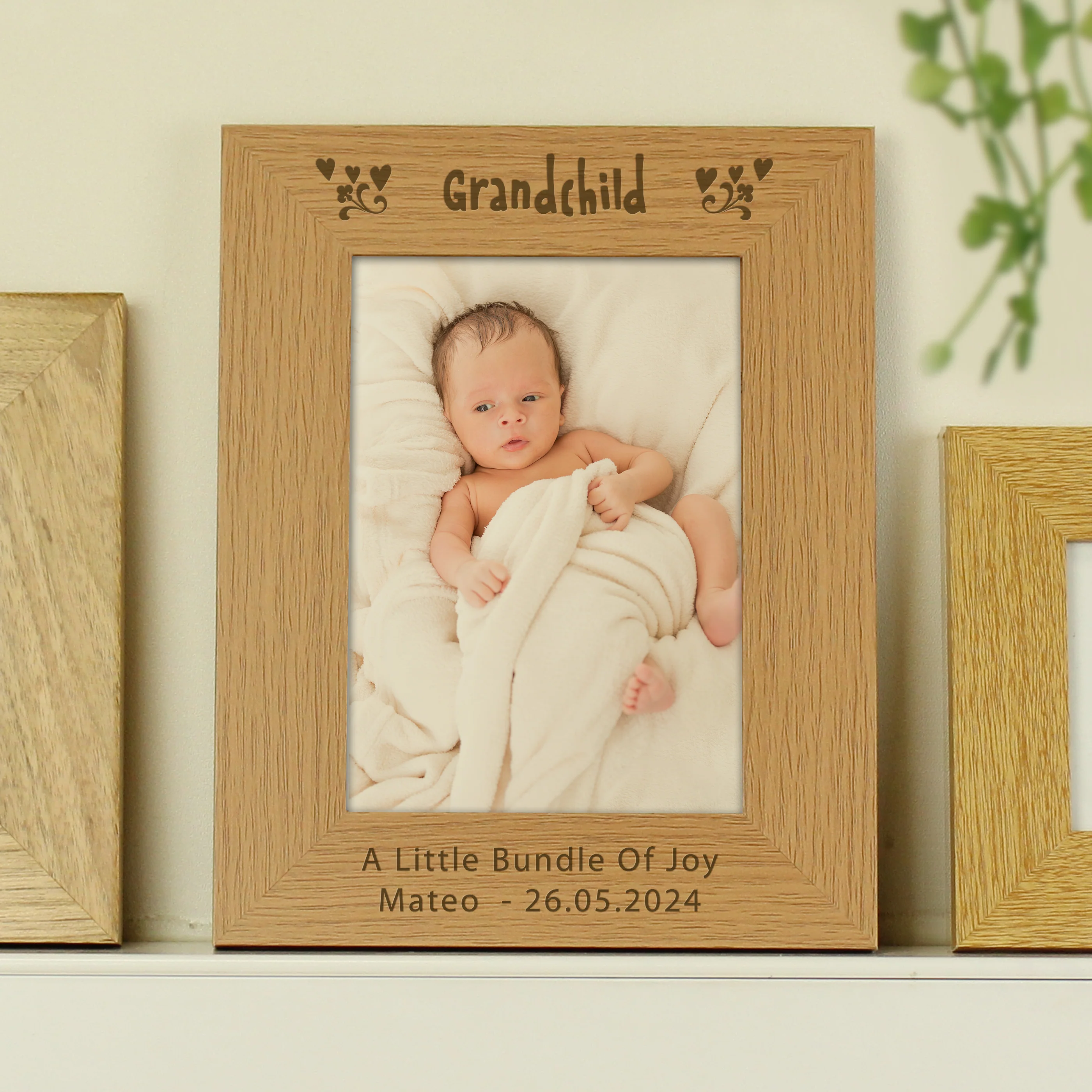 Personalised Grandchild 5x7 Oak Finish Photo Frame - Image 2