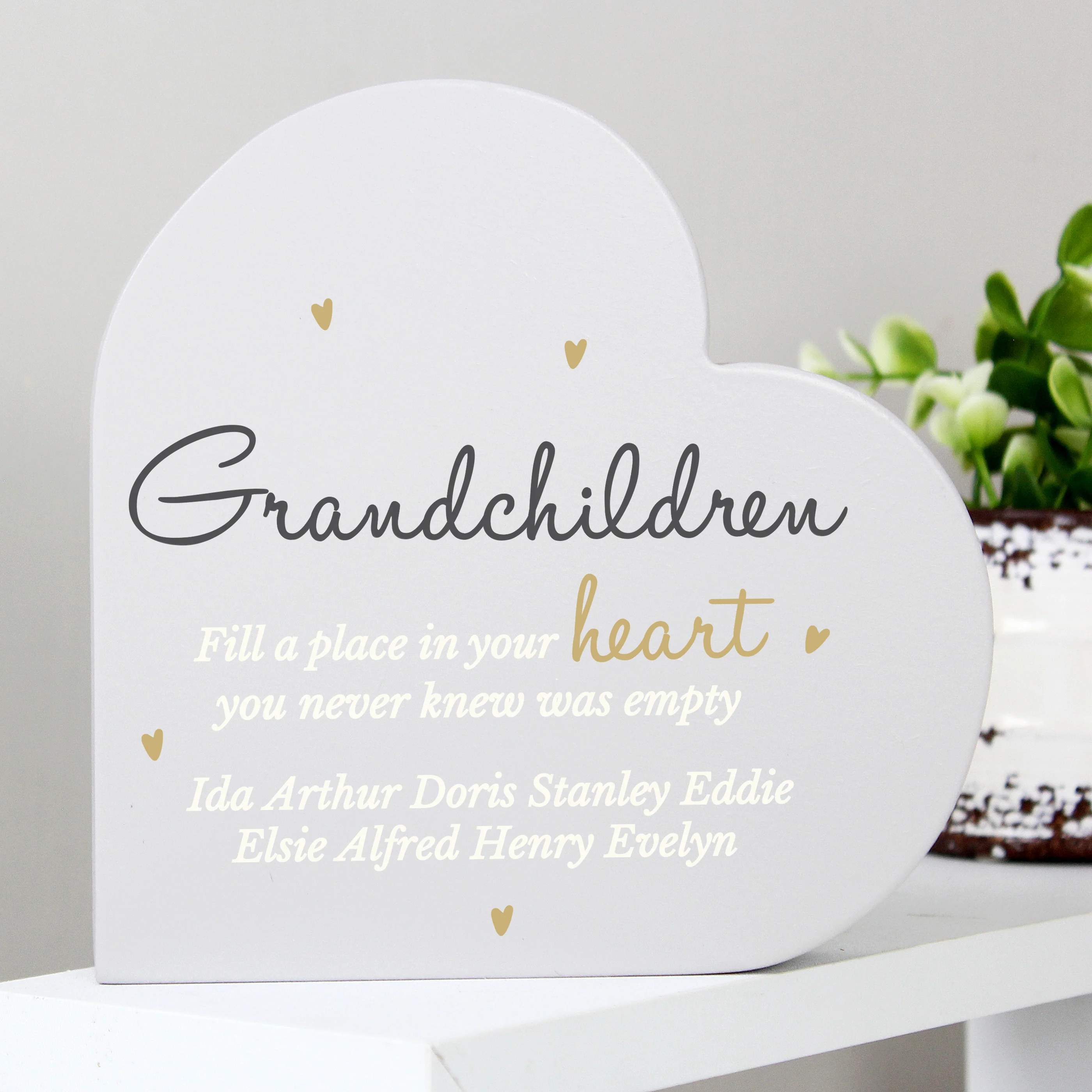 Personalised Grandchildren Free Standing Heart Ornament - Image 3