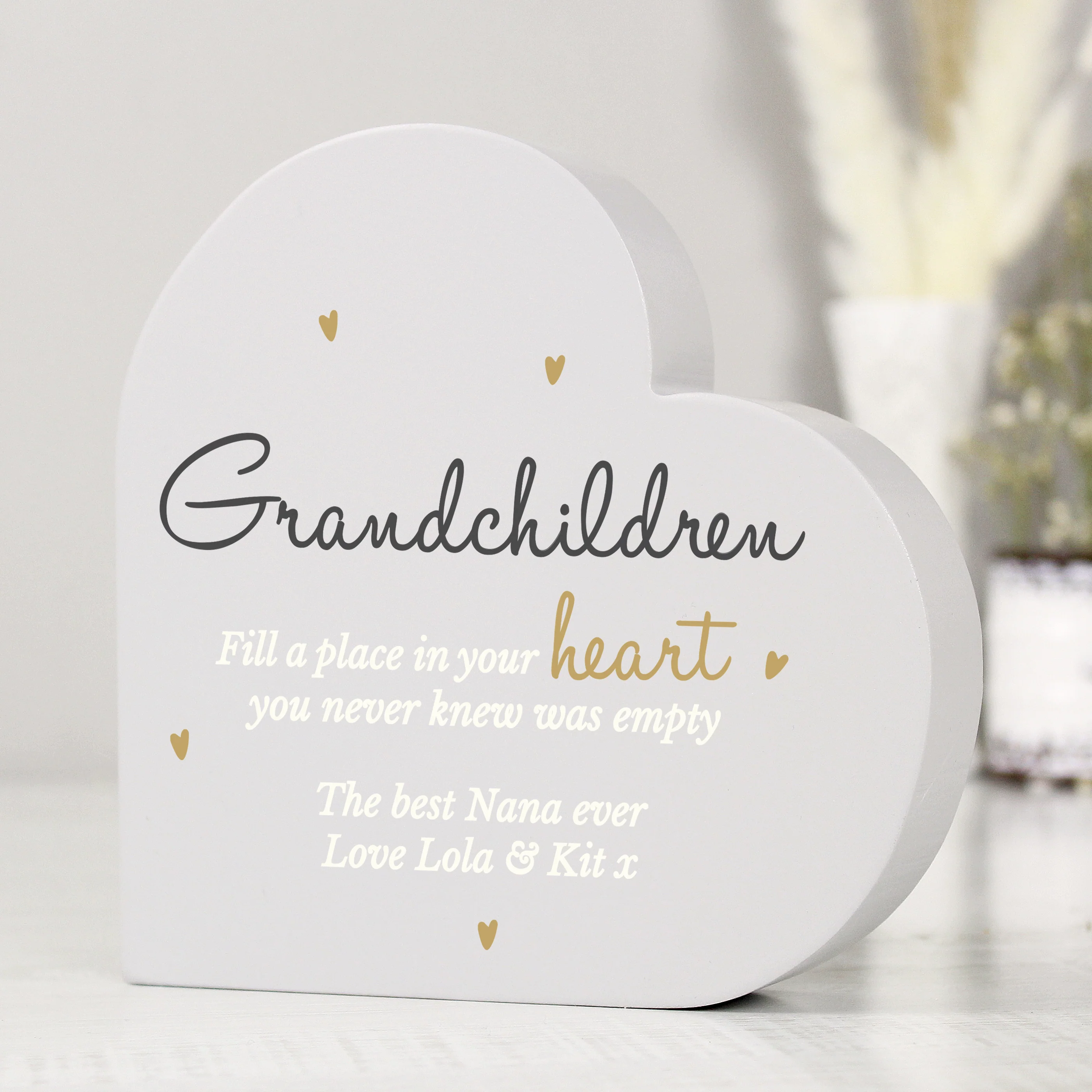 Personalised Grandchildren Free Standing Heart Ornament - Image 4