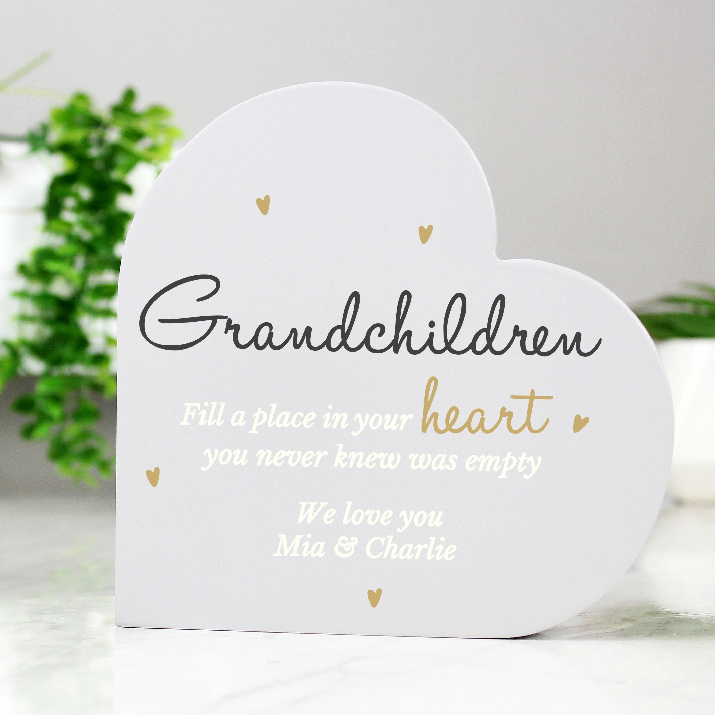 Personalised Grandchildren Free Standing Heart Ornament - Image 6
