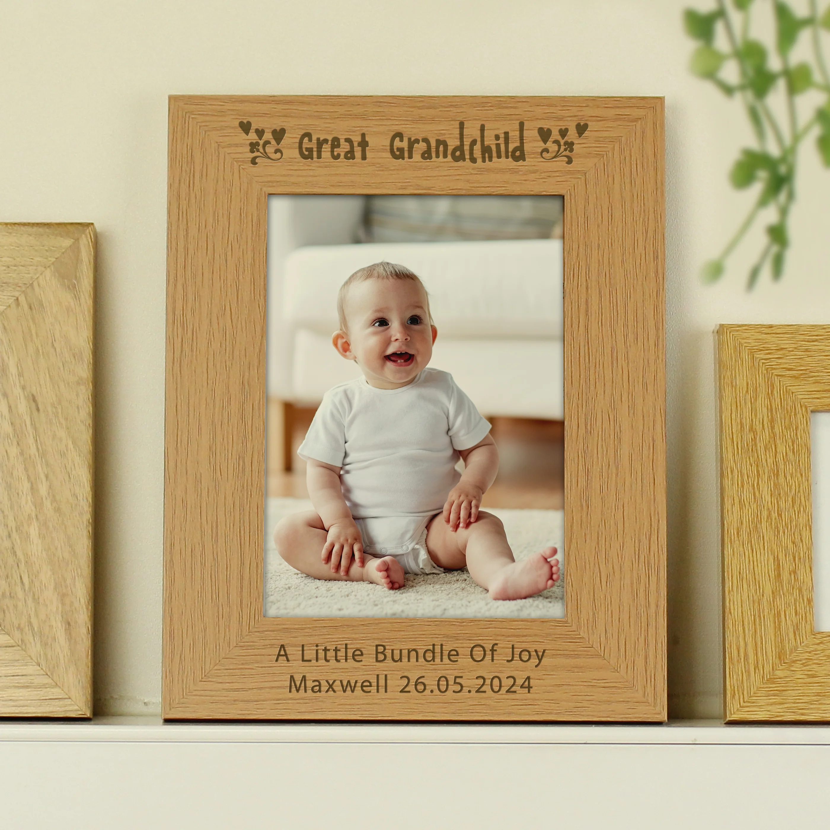 Personalised Great Grandchild 5x7 Oak Finish Photo Frame - Image 2
