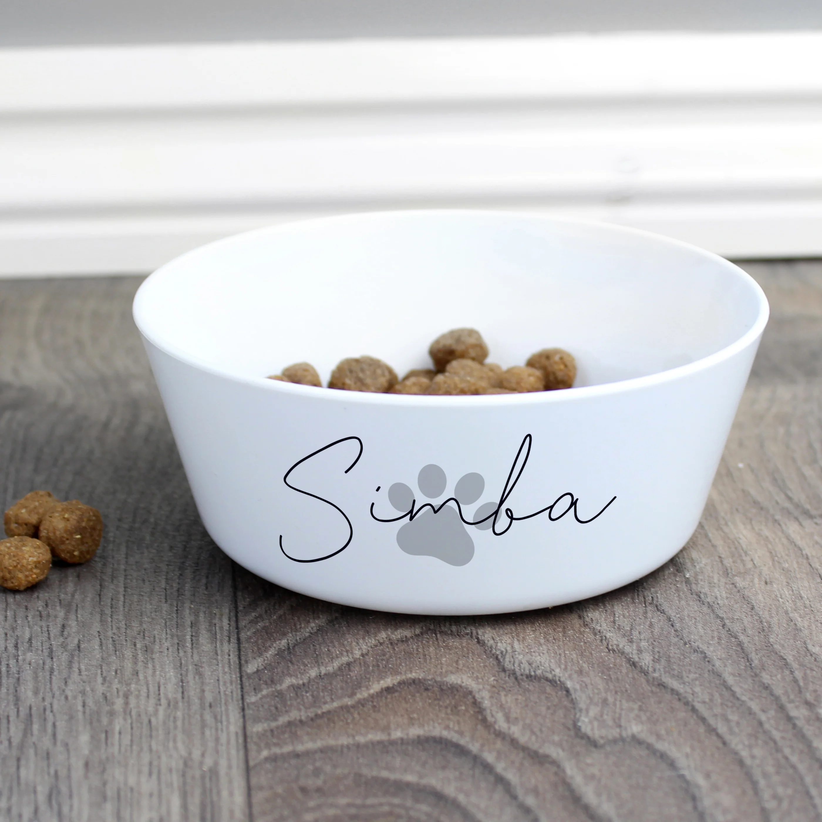 Personalised Grey Pawprint Plastic Cat Bowl - Image 3