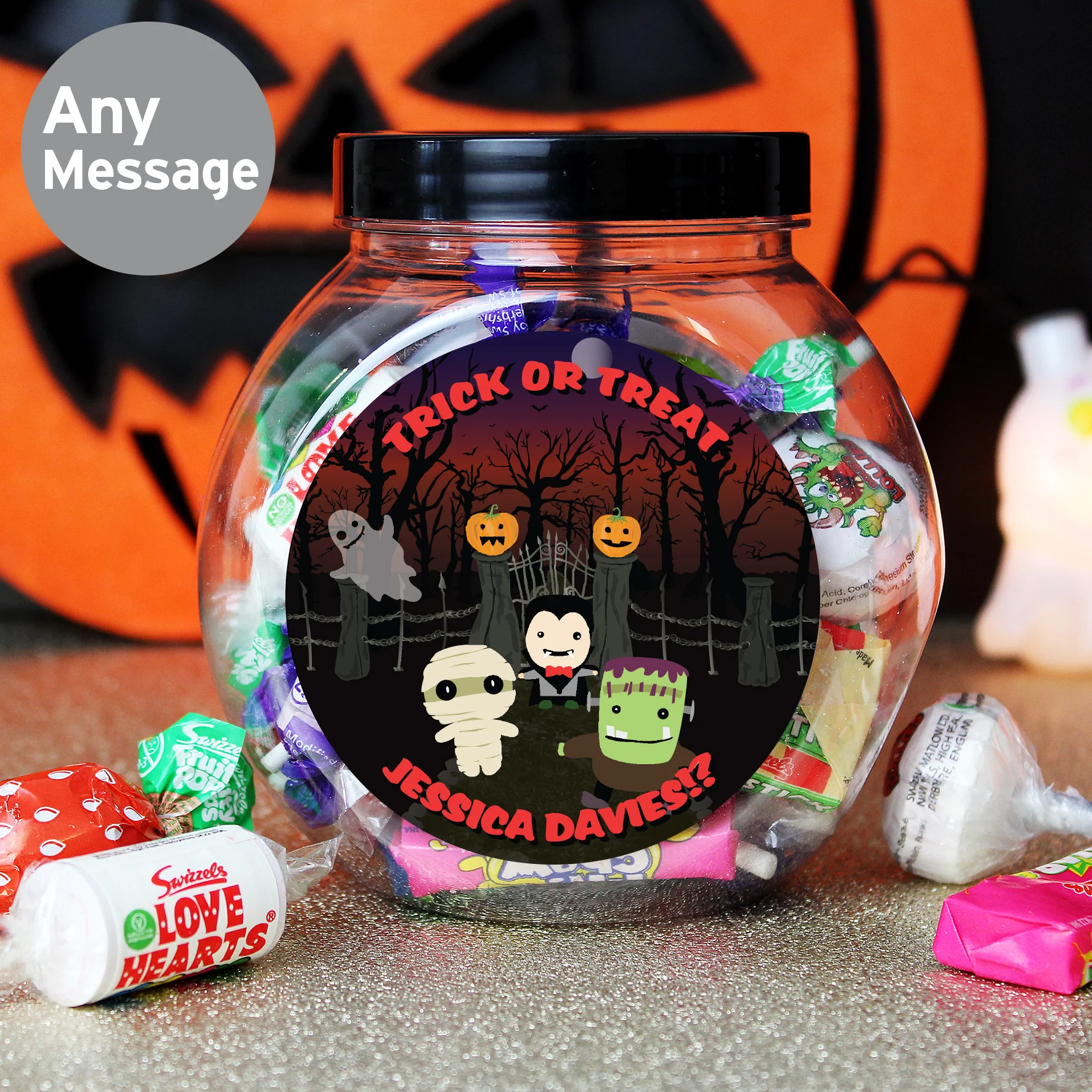 Personalised Halloween Characters Sweet Jar - Image 3