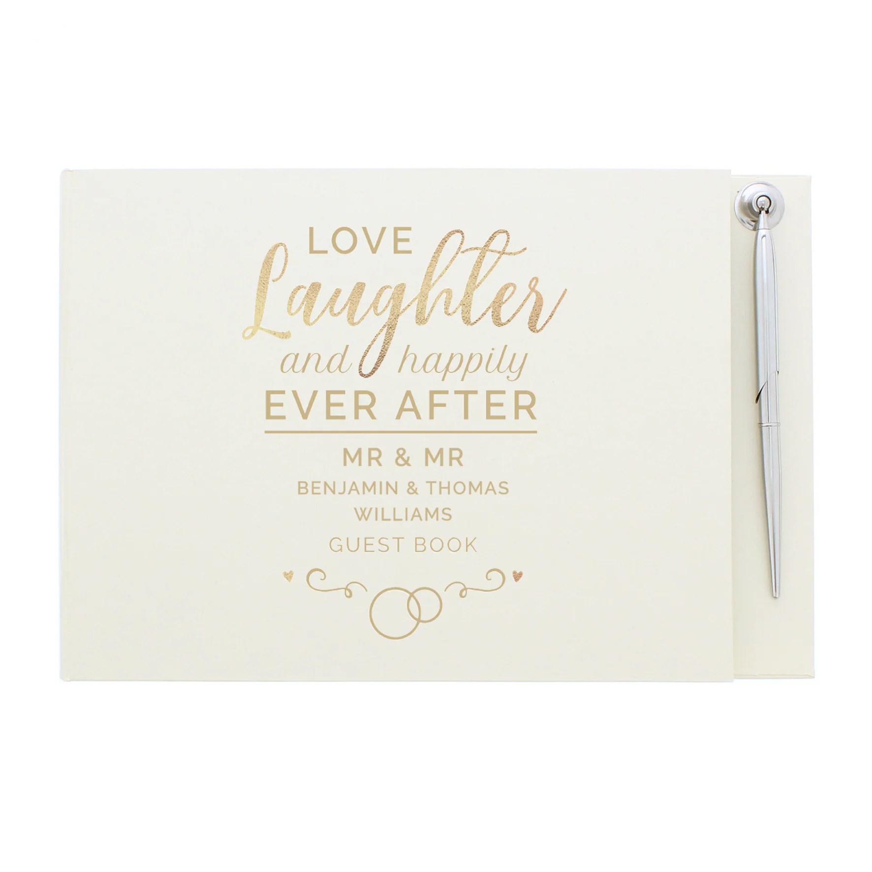 Personalised Happily Ever After Wedding Hardback Guest Book & Pen - Image 5