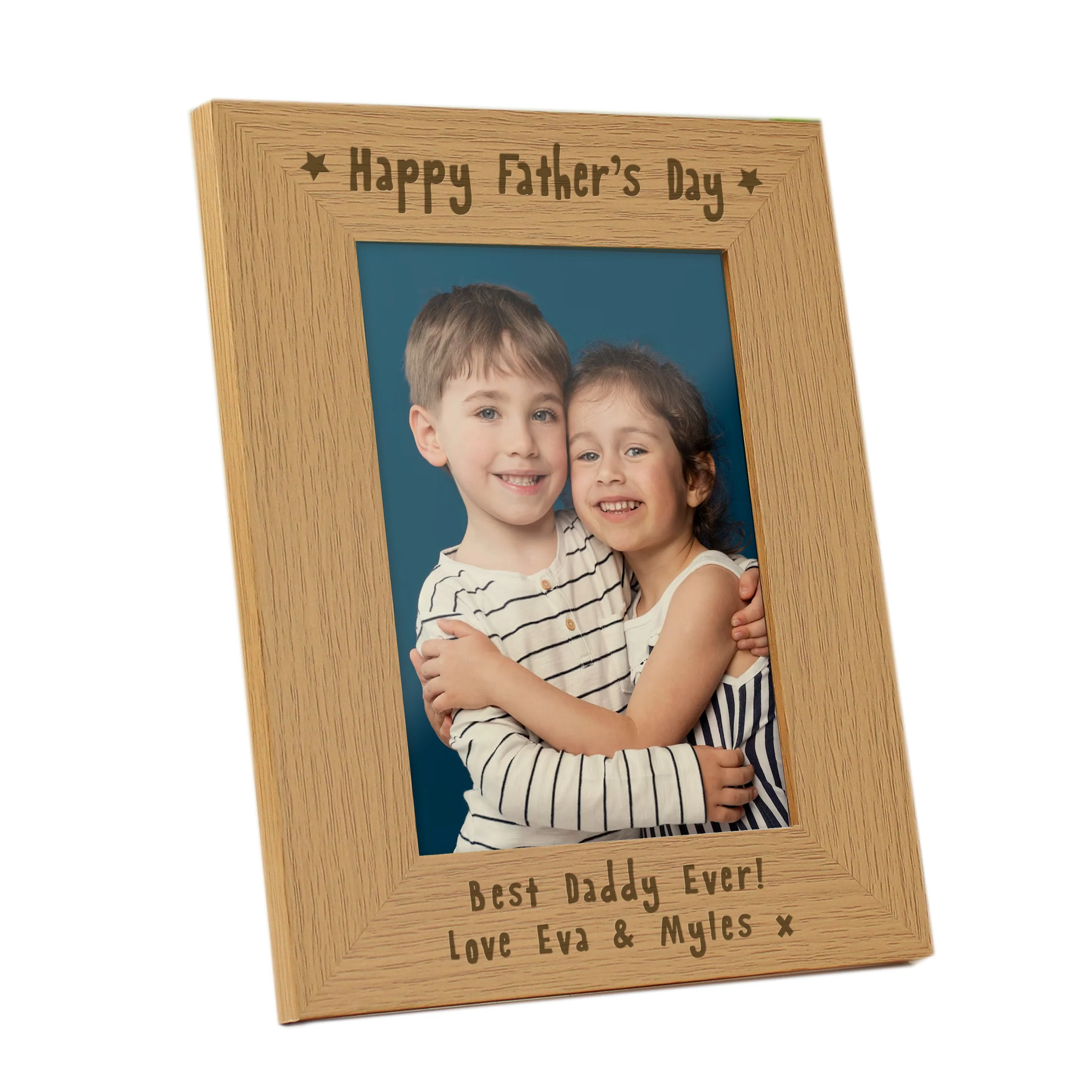 Personalised Happy Father's Day 5x7 Oak Finish Photo Frame - Image 4