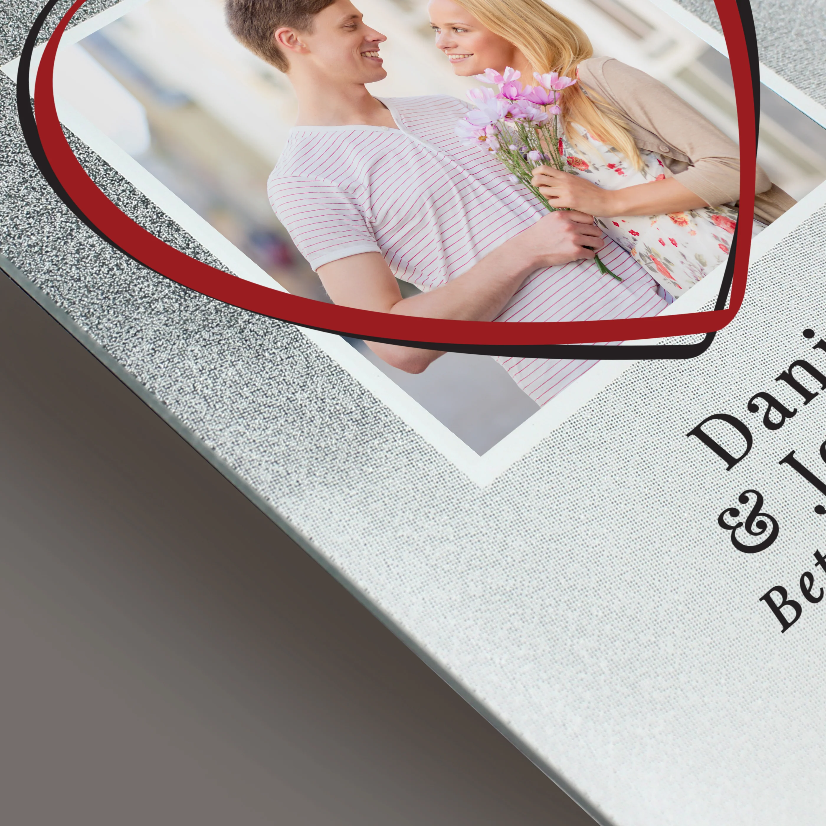 Personalised Heart 4x4 Glitter Glass Photo Frame - Image 4
