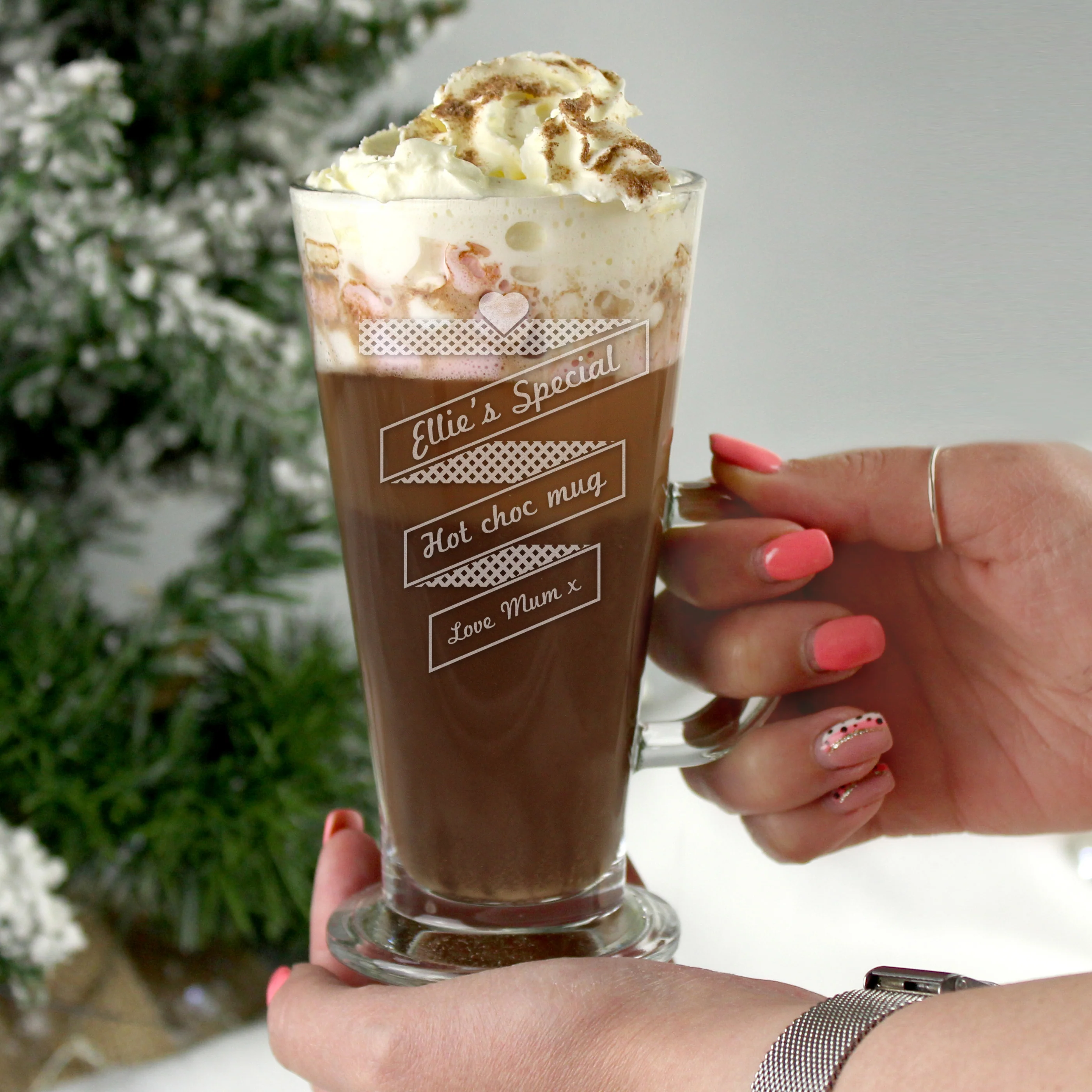 Personalised Heart Banner Latte Glass - Image 3