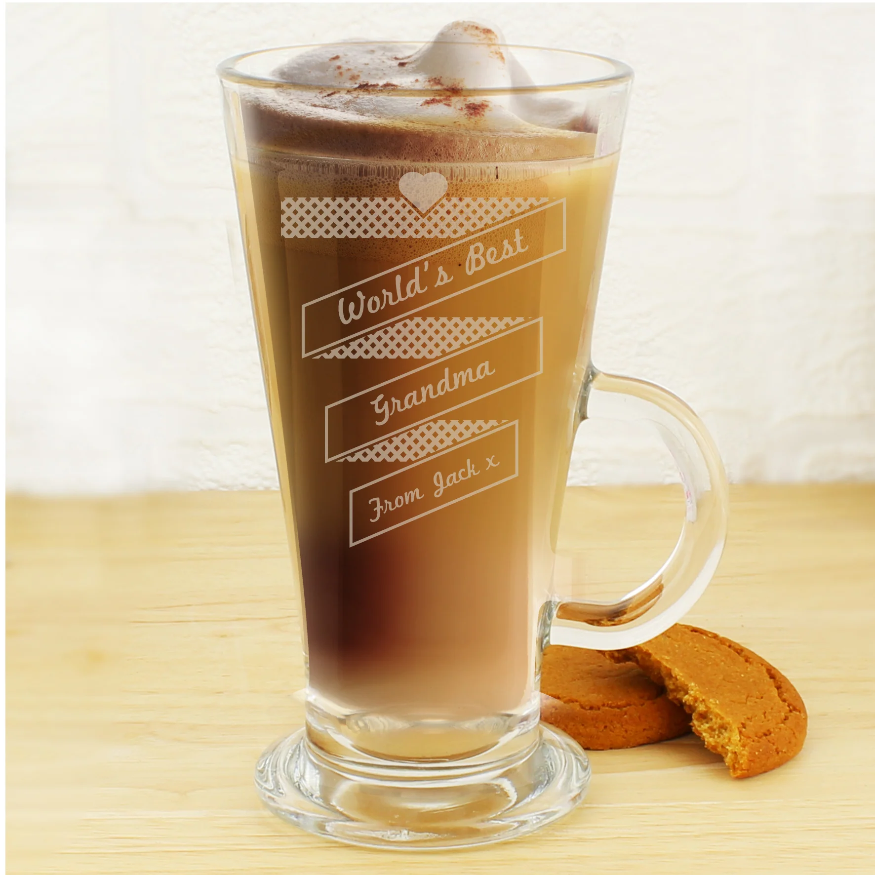 Personalised Heart Banner Latte Glass - Image 6