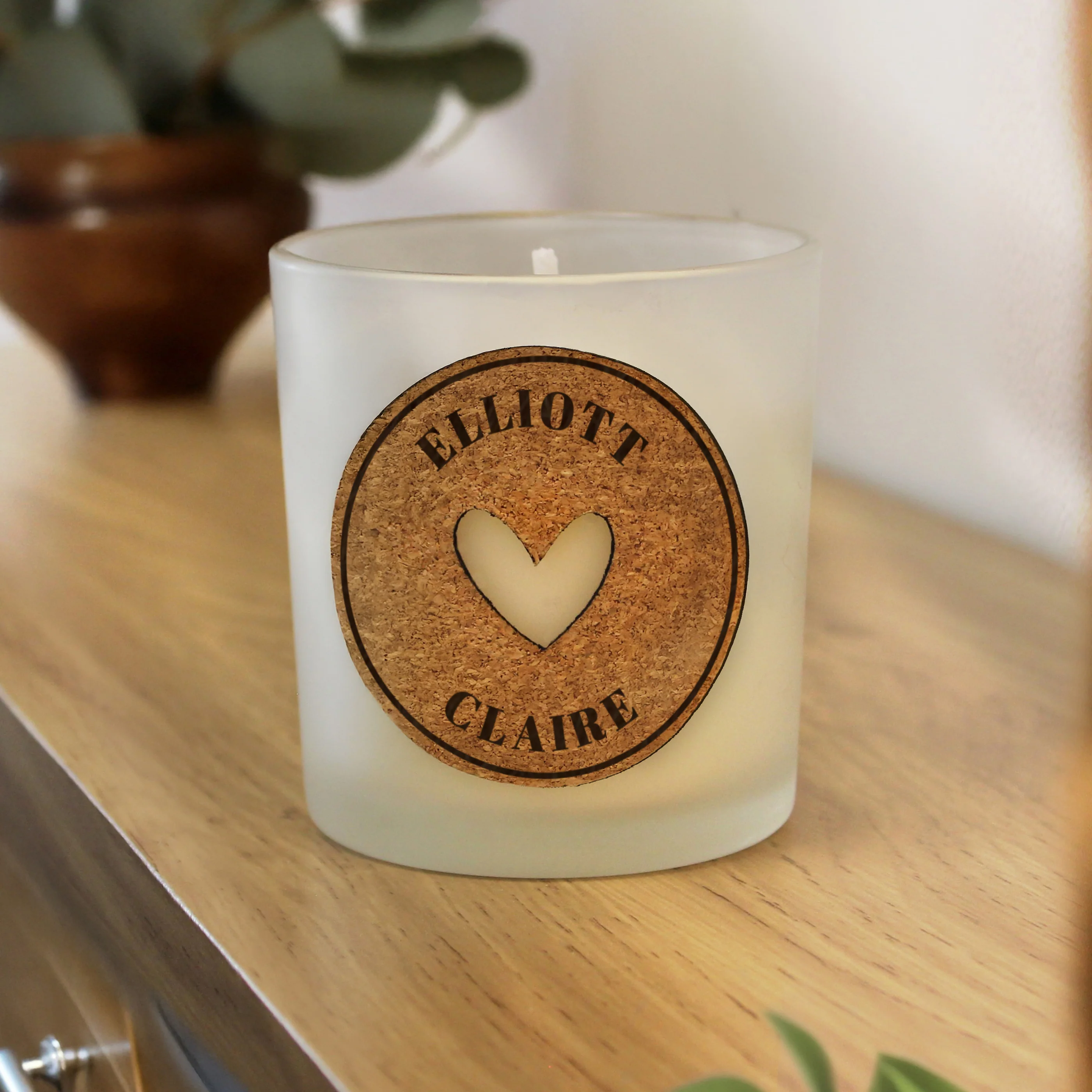 Personalised Heart Cork Label Candle Jar - Image 2