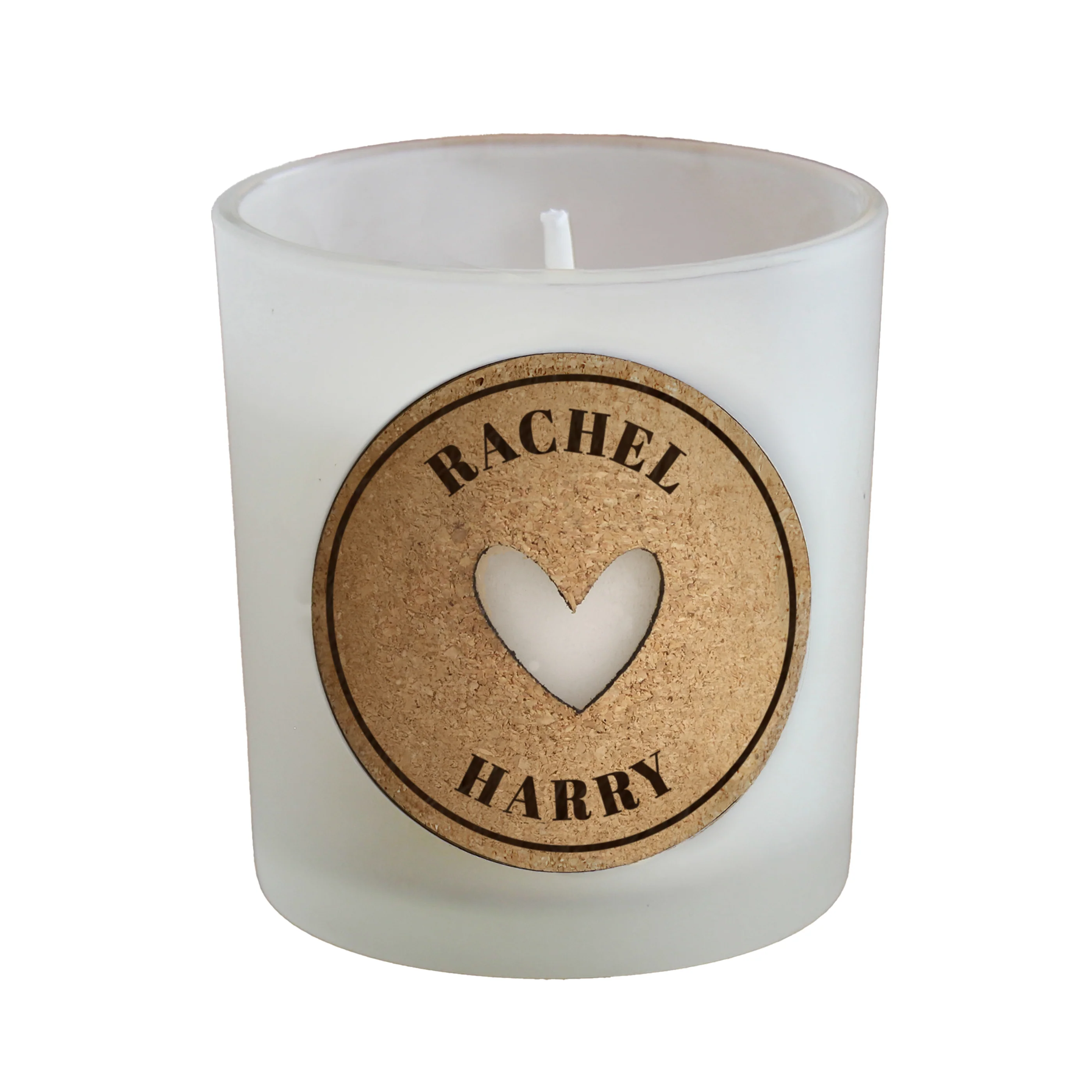 Personalised Heart Cork Label Candle Jar - Image 4