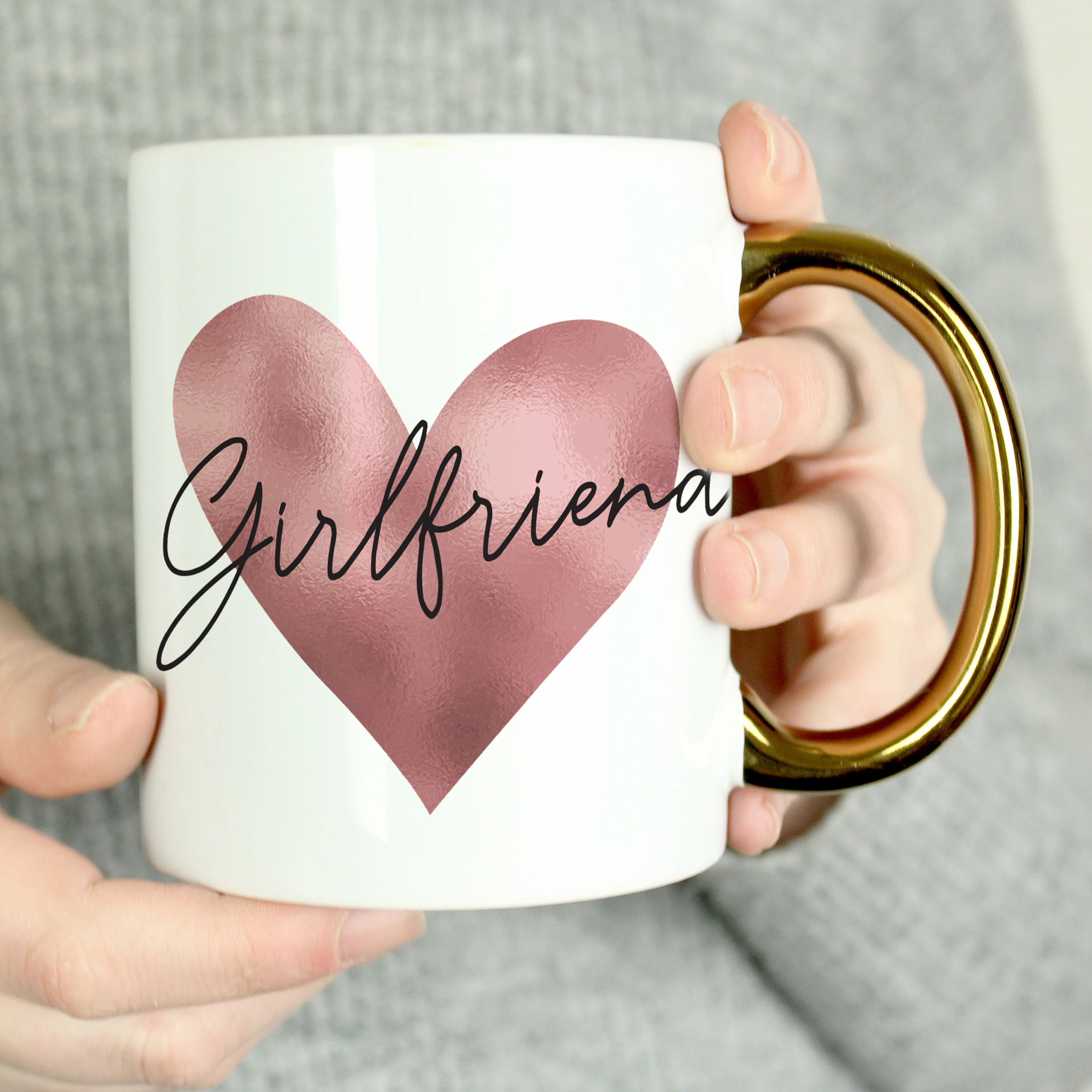 Personalised Heart Gold Handled Mug - Image 2