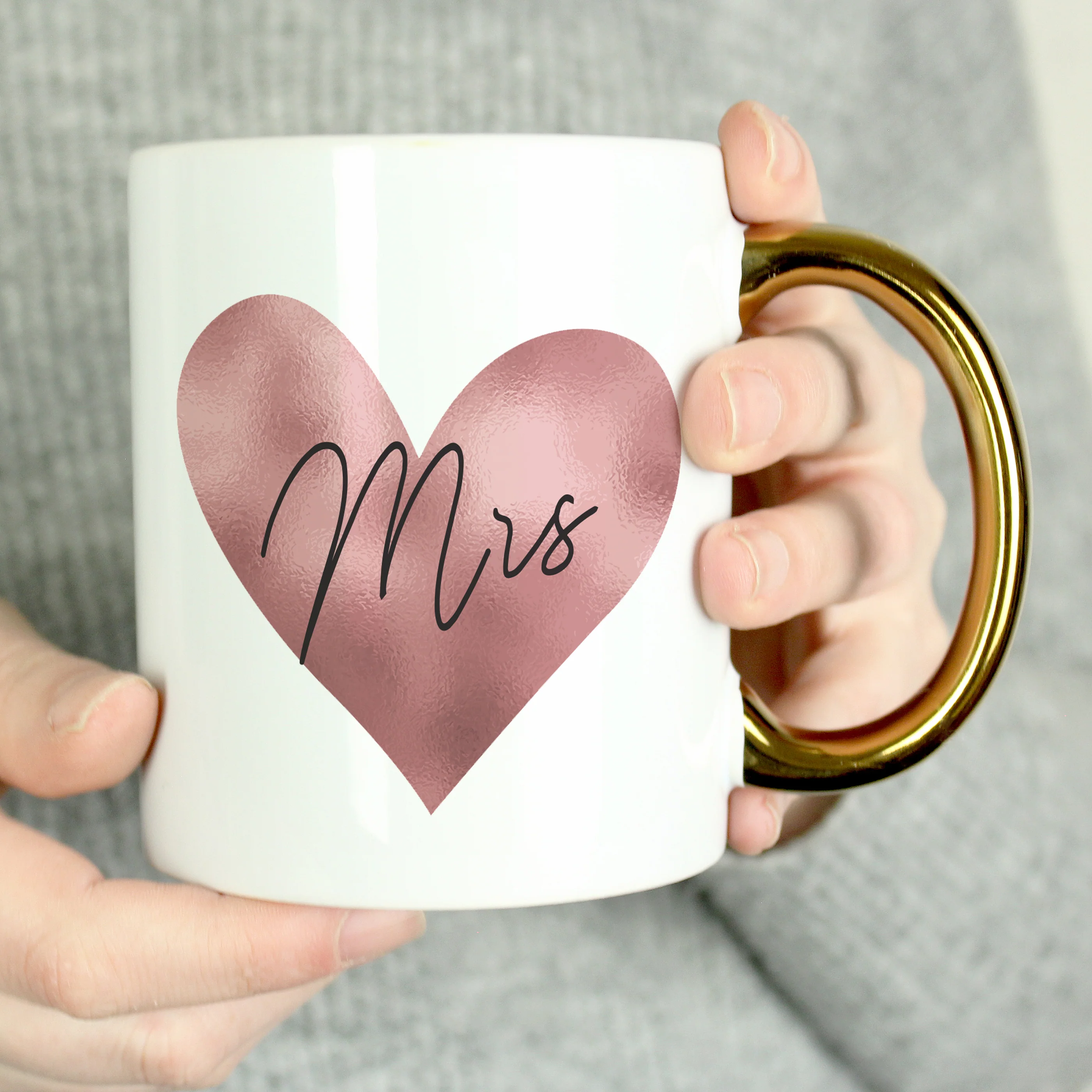Personalised Heart Gold Handled Mug - Image 6