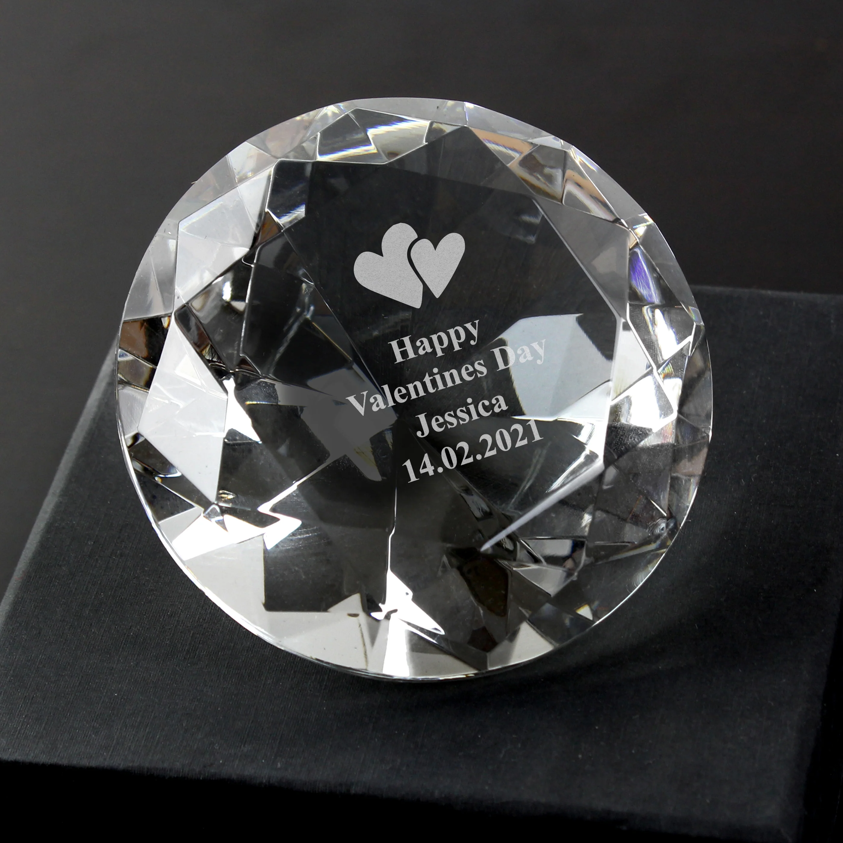 Personalised Heart Motif Diamond Paperweight - Image 3