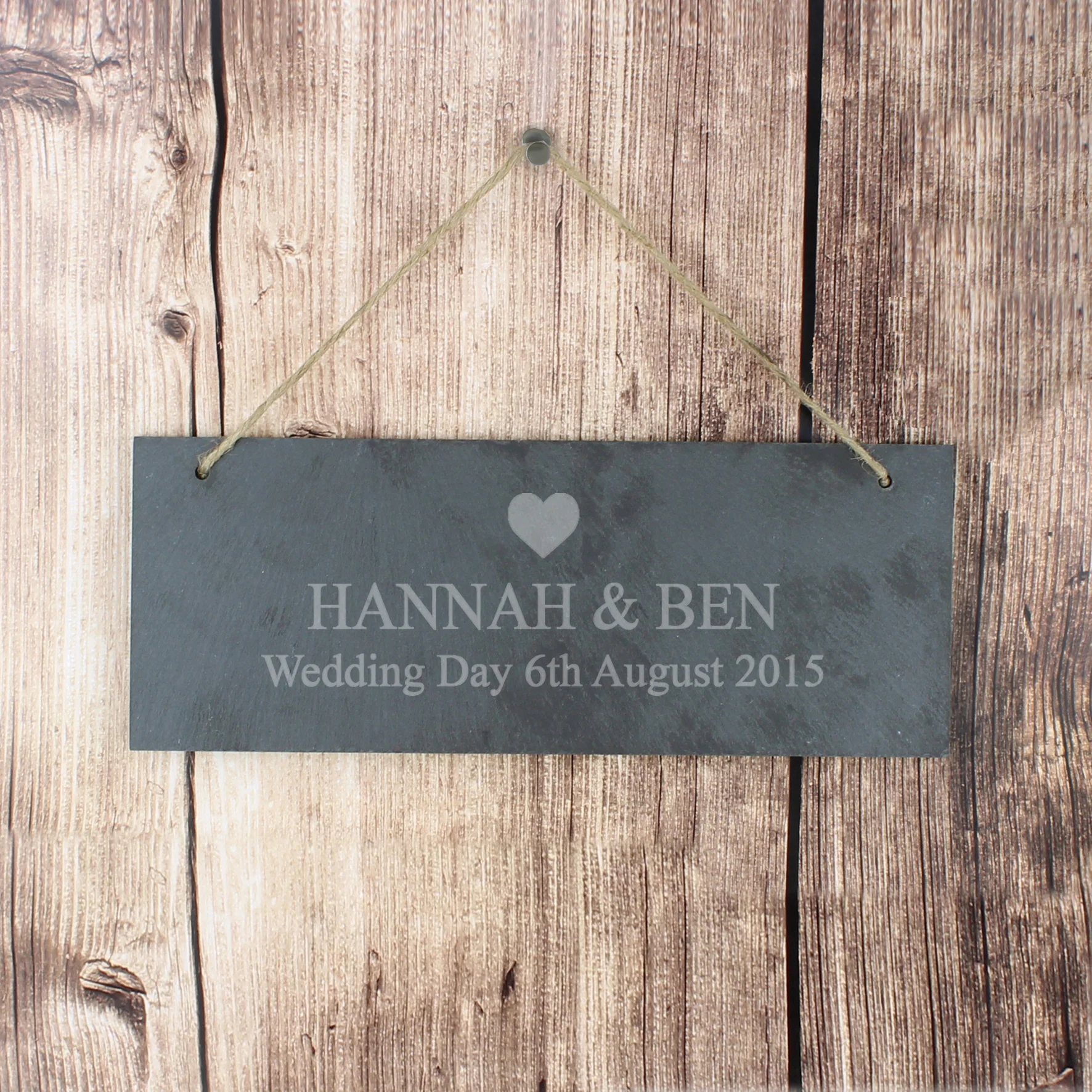 Personalised Heart Motif Hanging Slate Plaque - Image 4