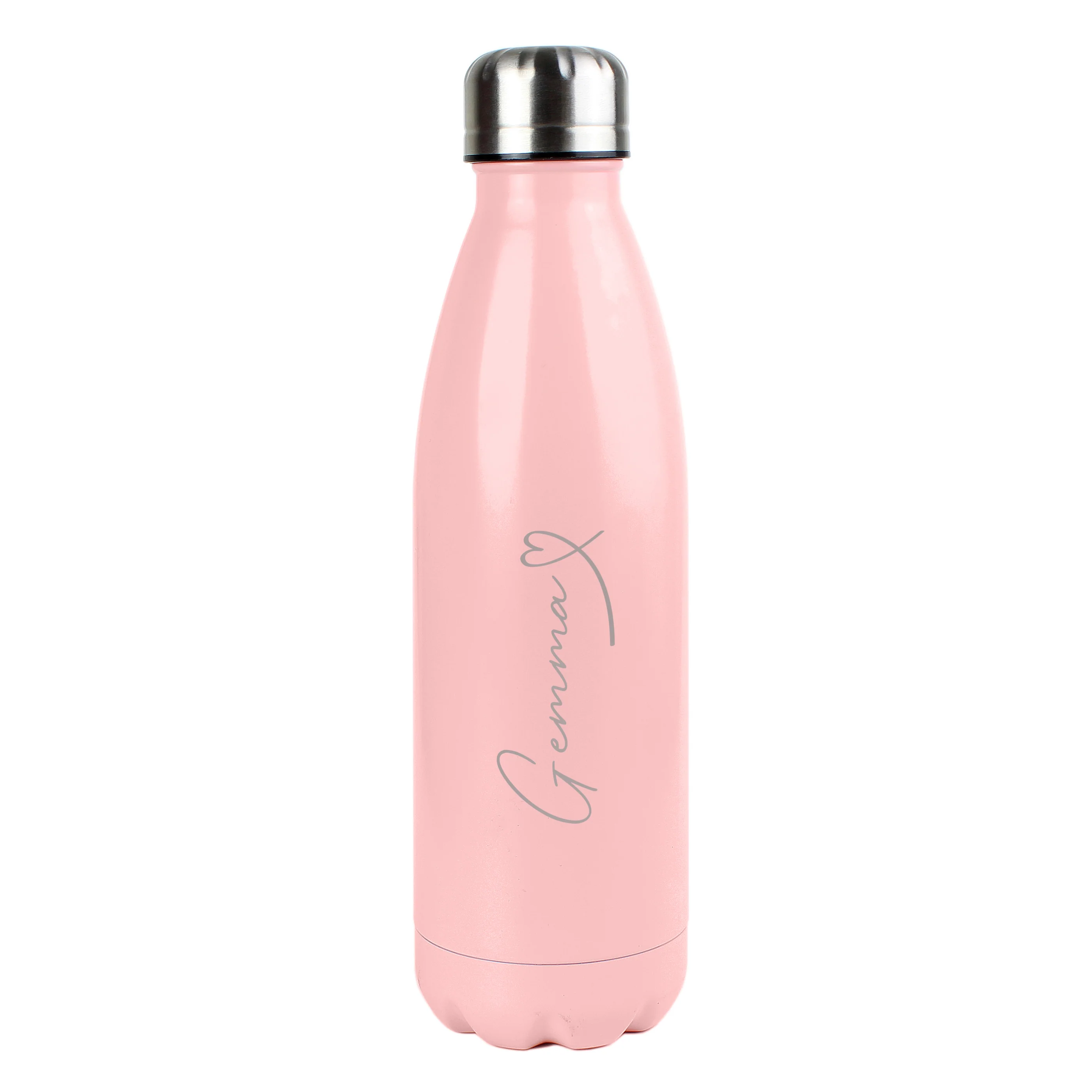 Personalised Heart Pink Metal Insulated Drinks Bottle - Image 5