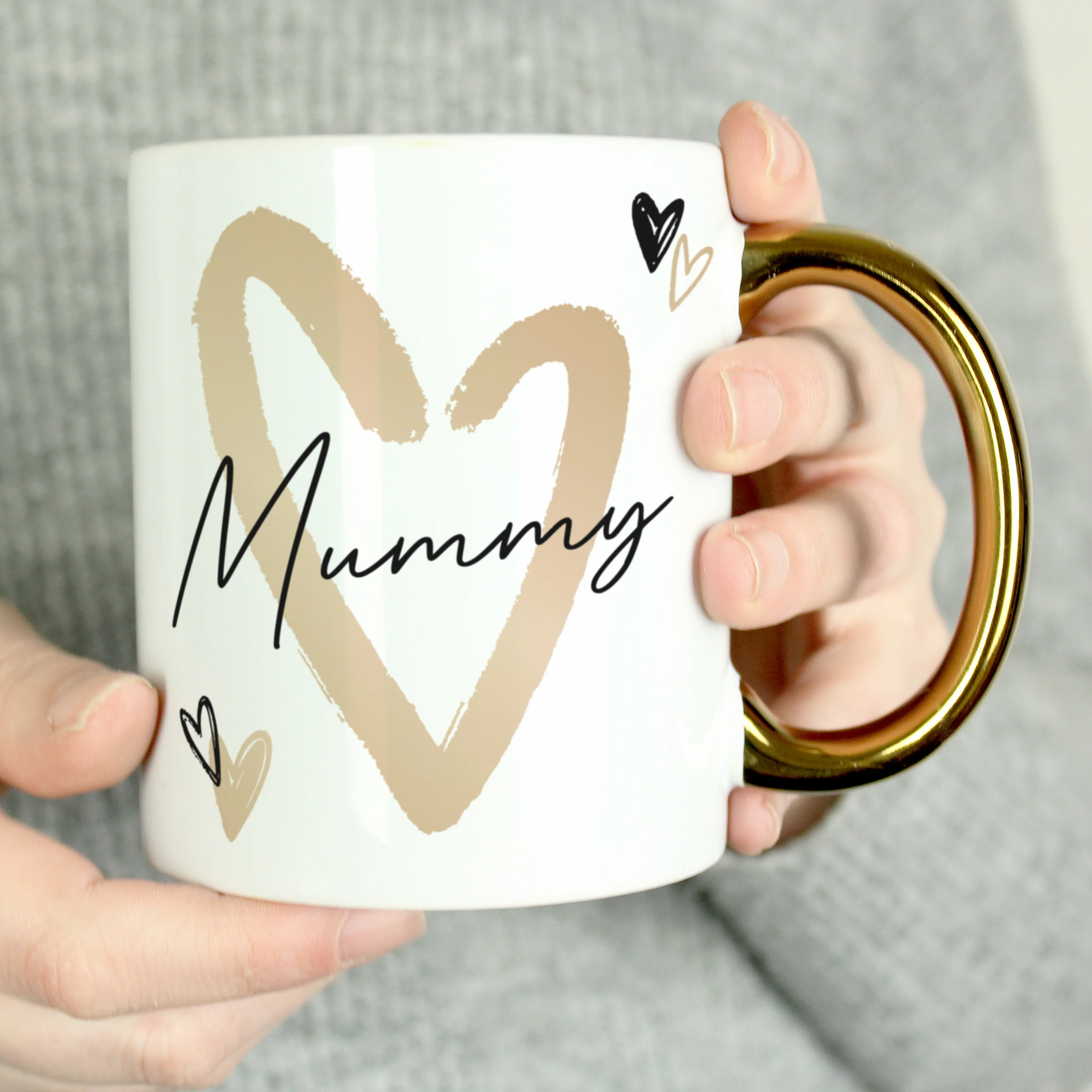 Personalised Hearts Gold Handled Mug - Image 2