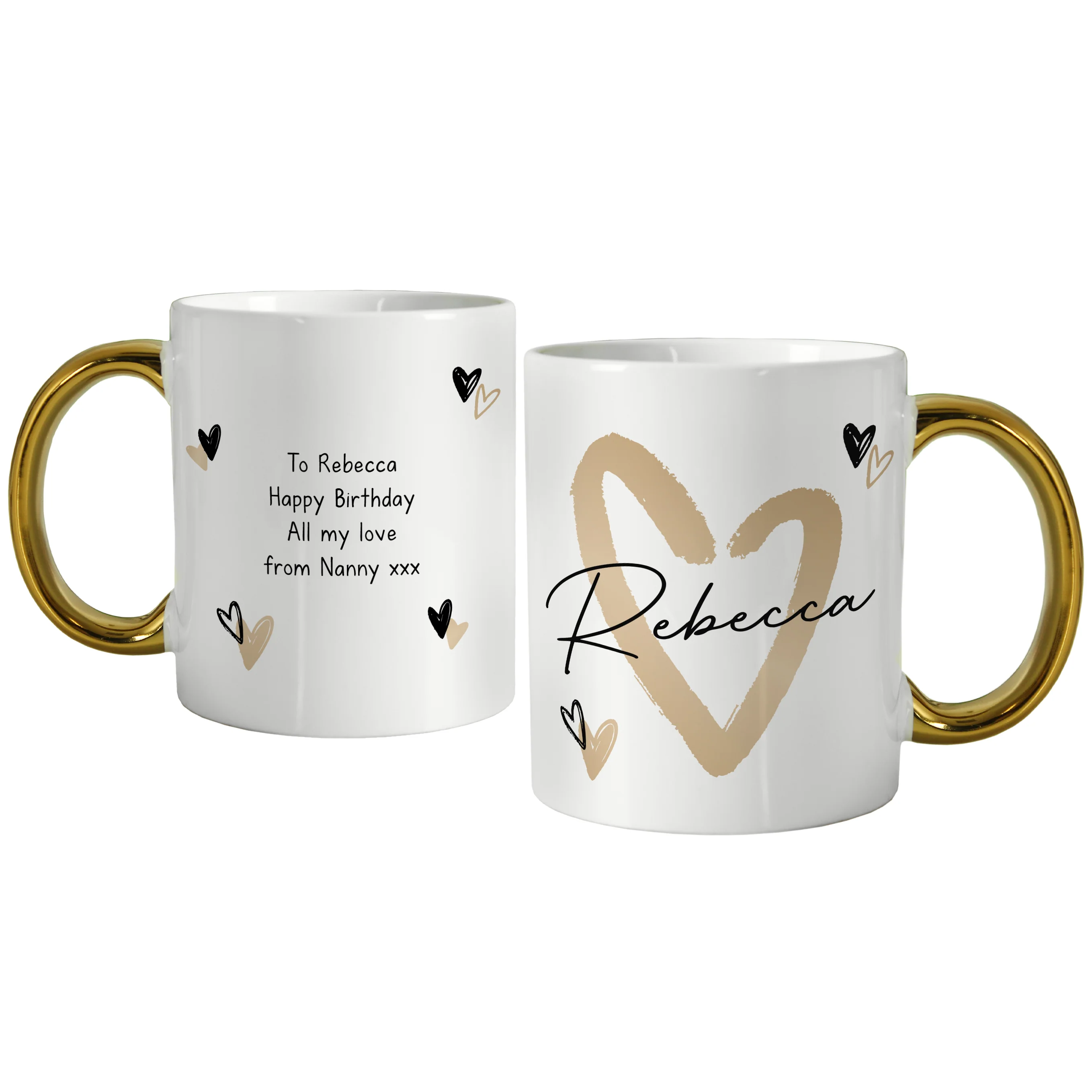 Personalised Hearts Gold Handled Mug - Image 5