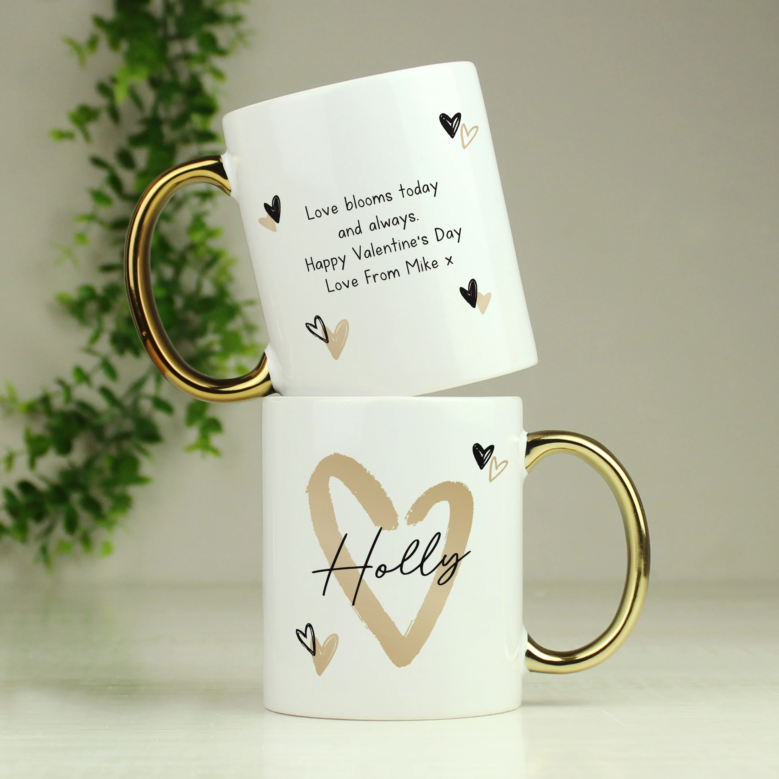 Personalised Hearts Gold Handled Mug - Image 7
