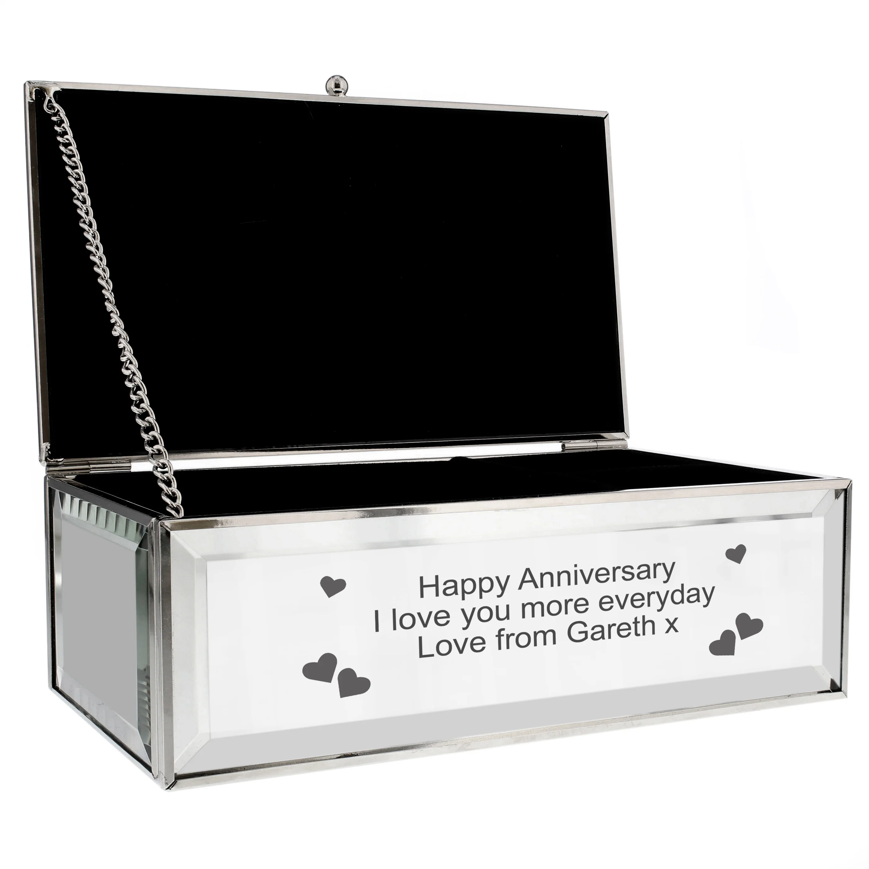 Personalised Hearts Mirrored Jewellery Box - Image 2