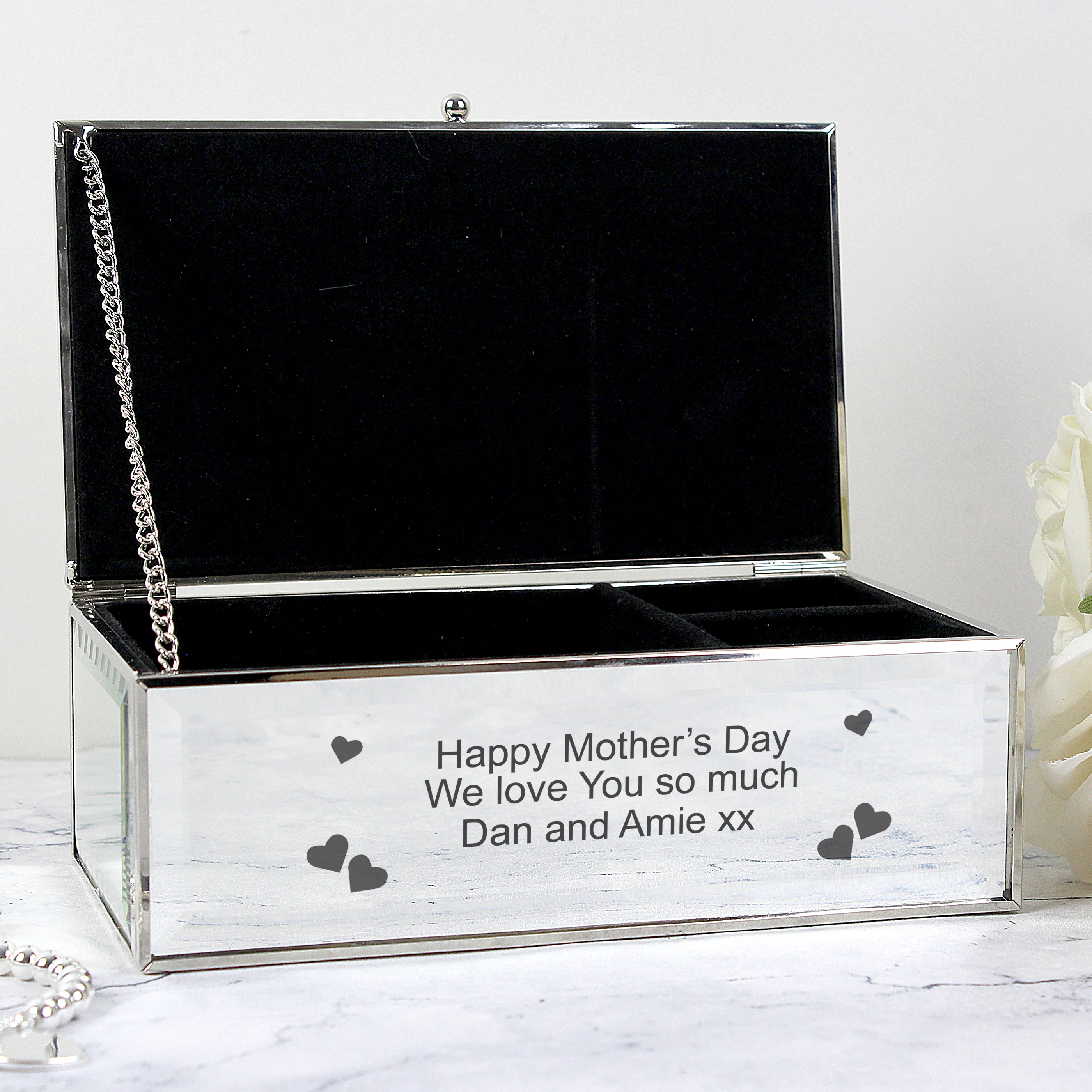 Personalised Hearts Mirrored Jewellery Box - Image 5