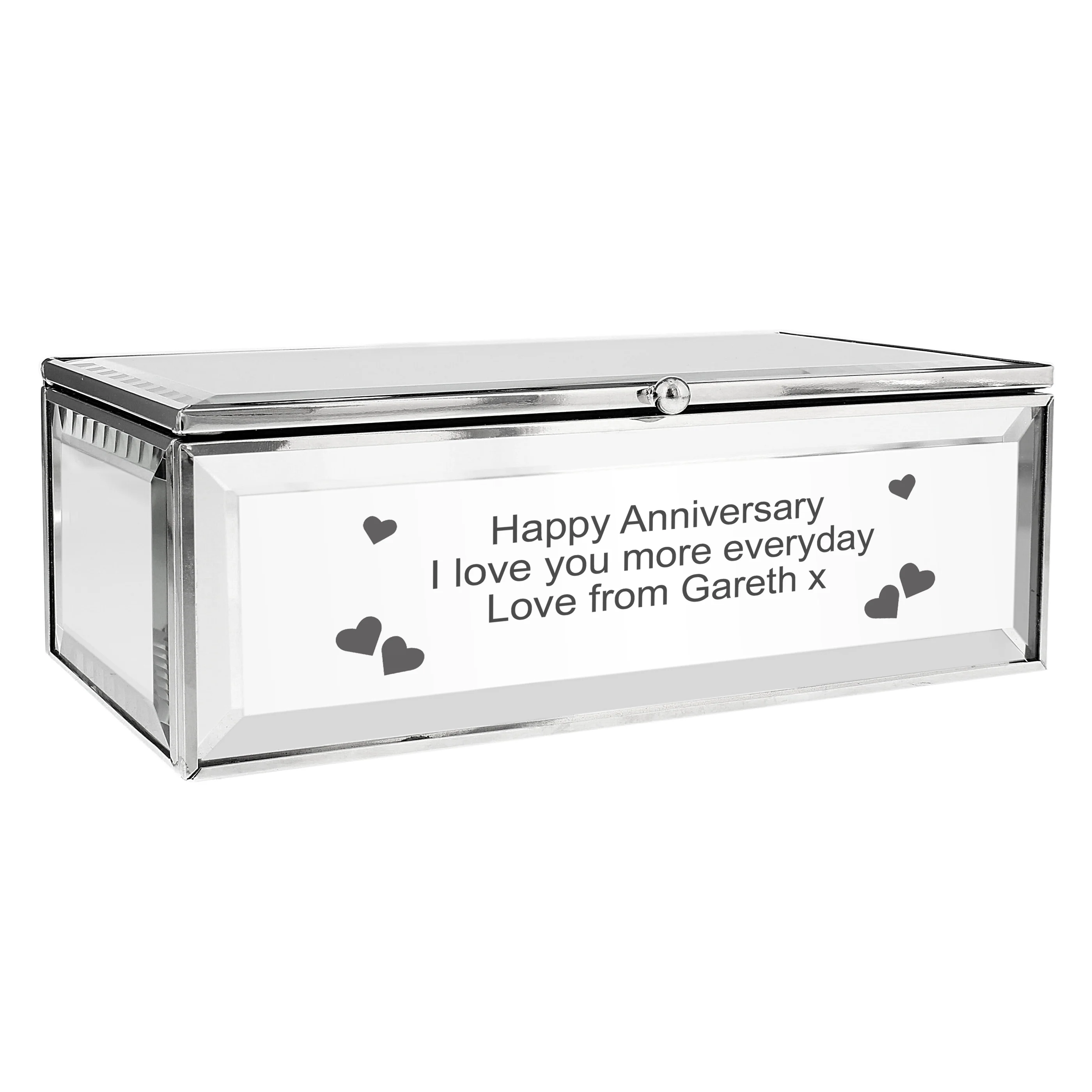 Personalised Hearts Mirrored Jewellery Box - Image 8