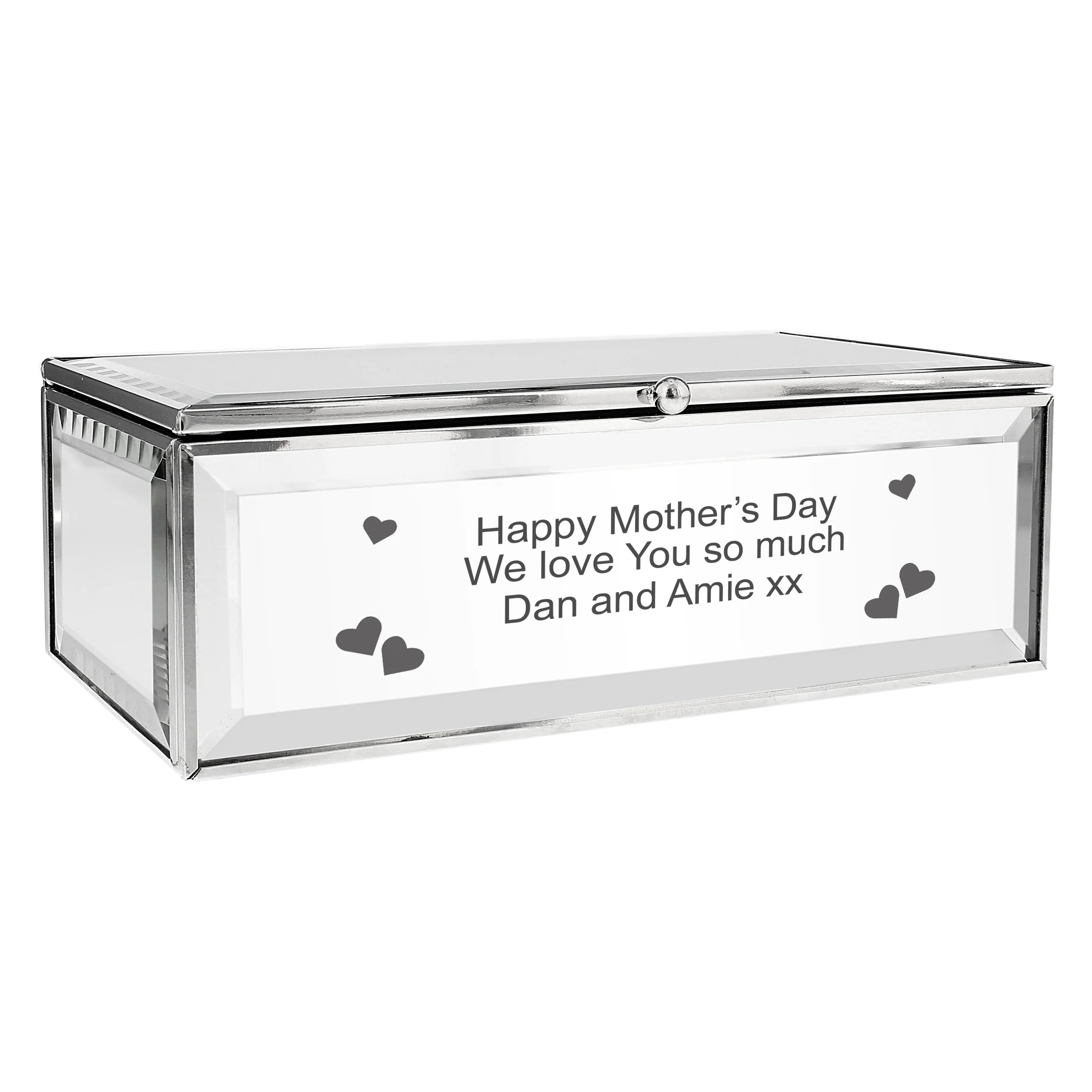 Personalised Hearts Mirrored Jewellery Box - Image 9
