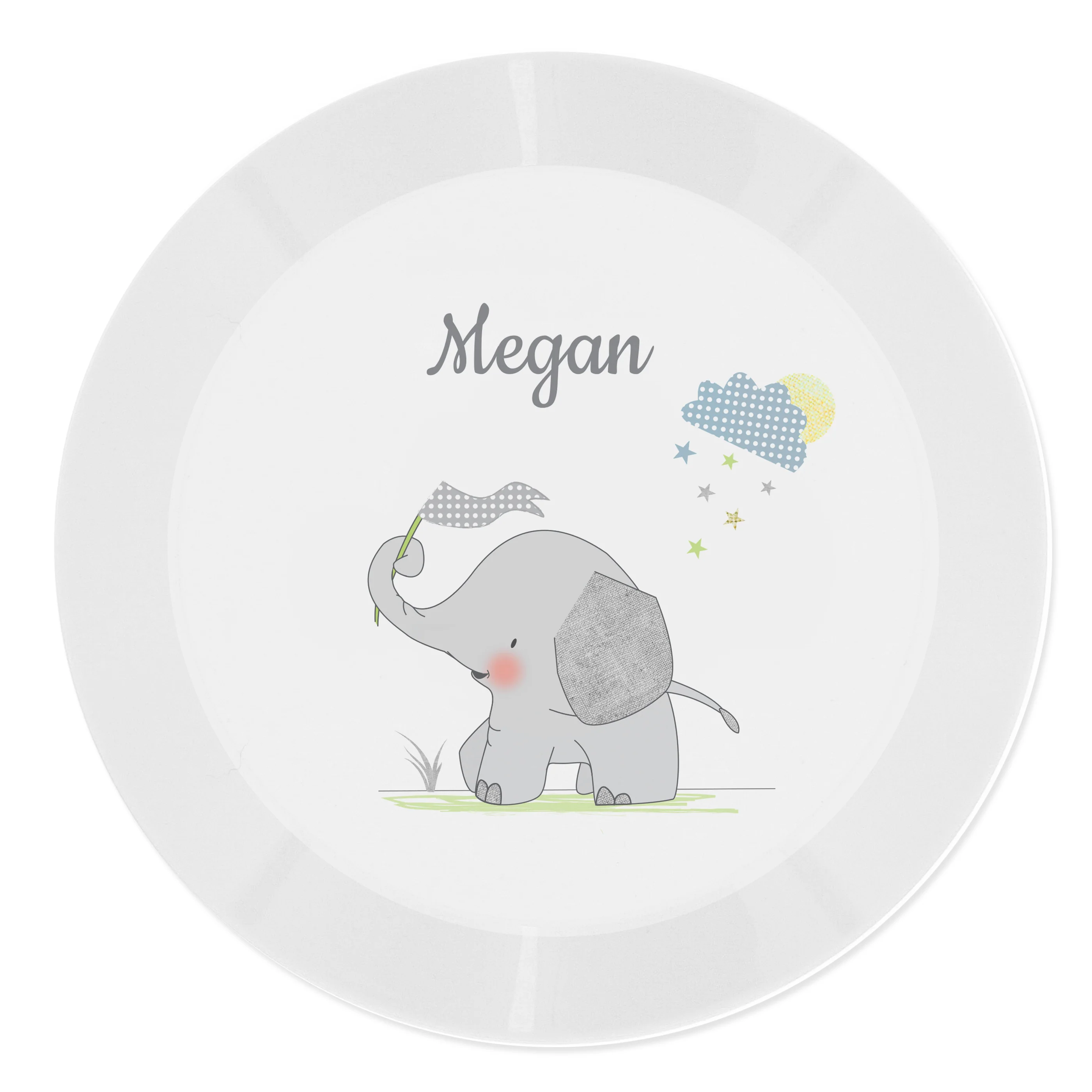Personalised Hessian Elephant Plastic Plate - Image 2