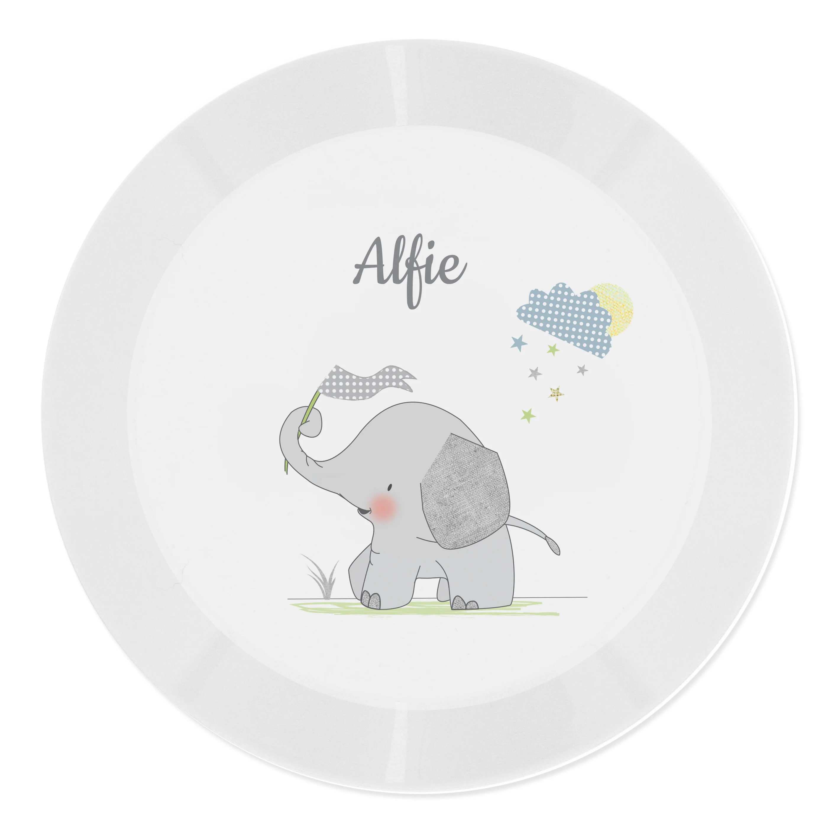 Personalised Hessian Elephant Plastic Plate - Image 4