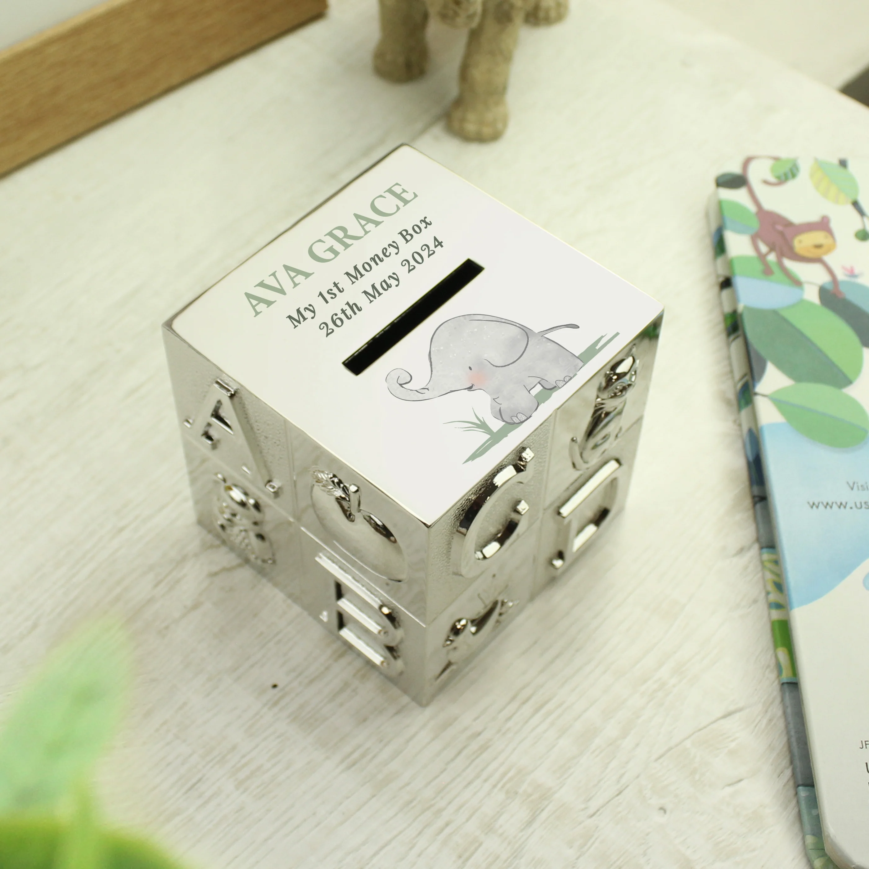 Personalised Hessian Friends ABC Money Box - Image 3