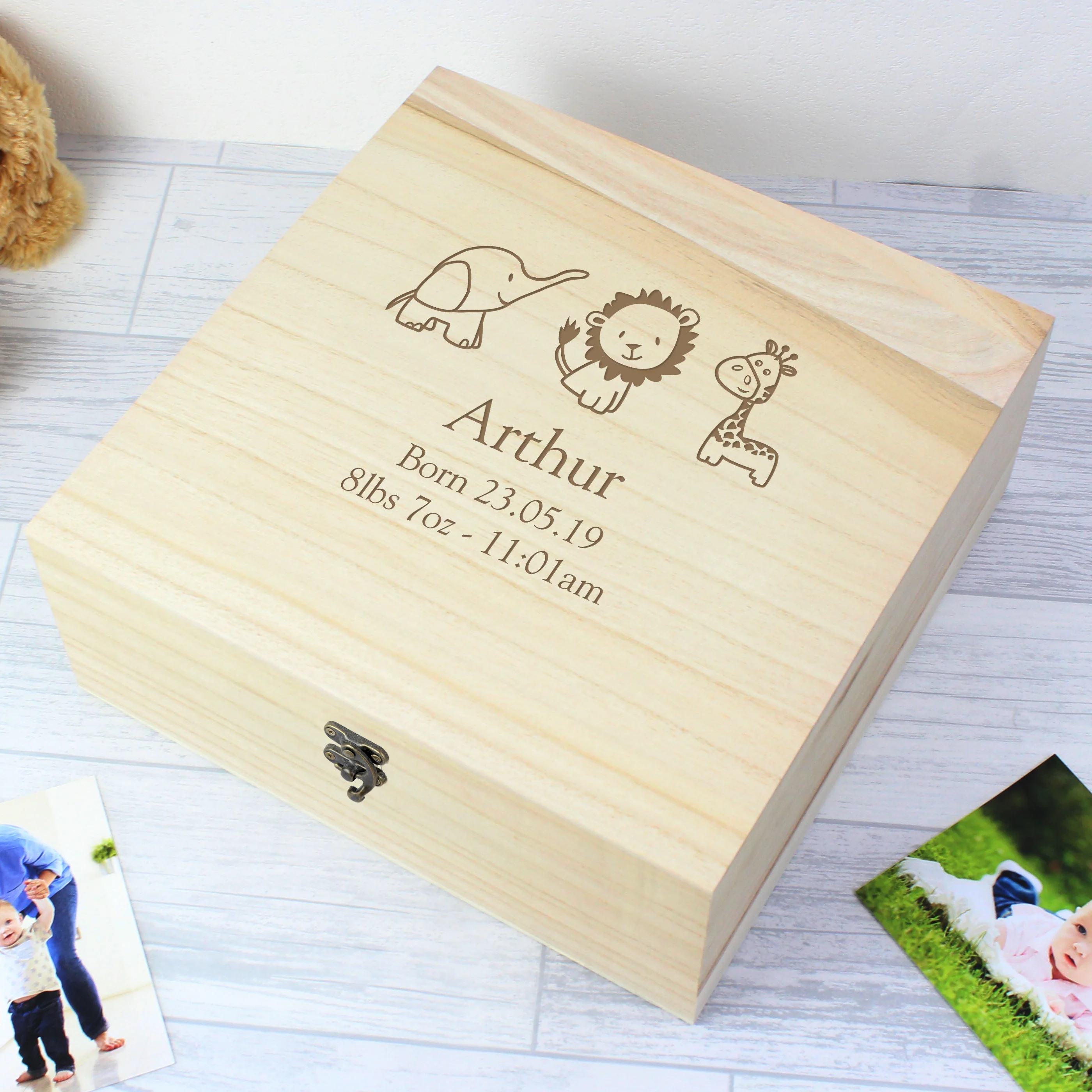 Personalised Hessian Friends Large Wooden Keepsake Box - Image 5