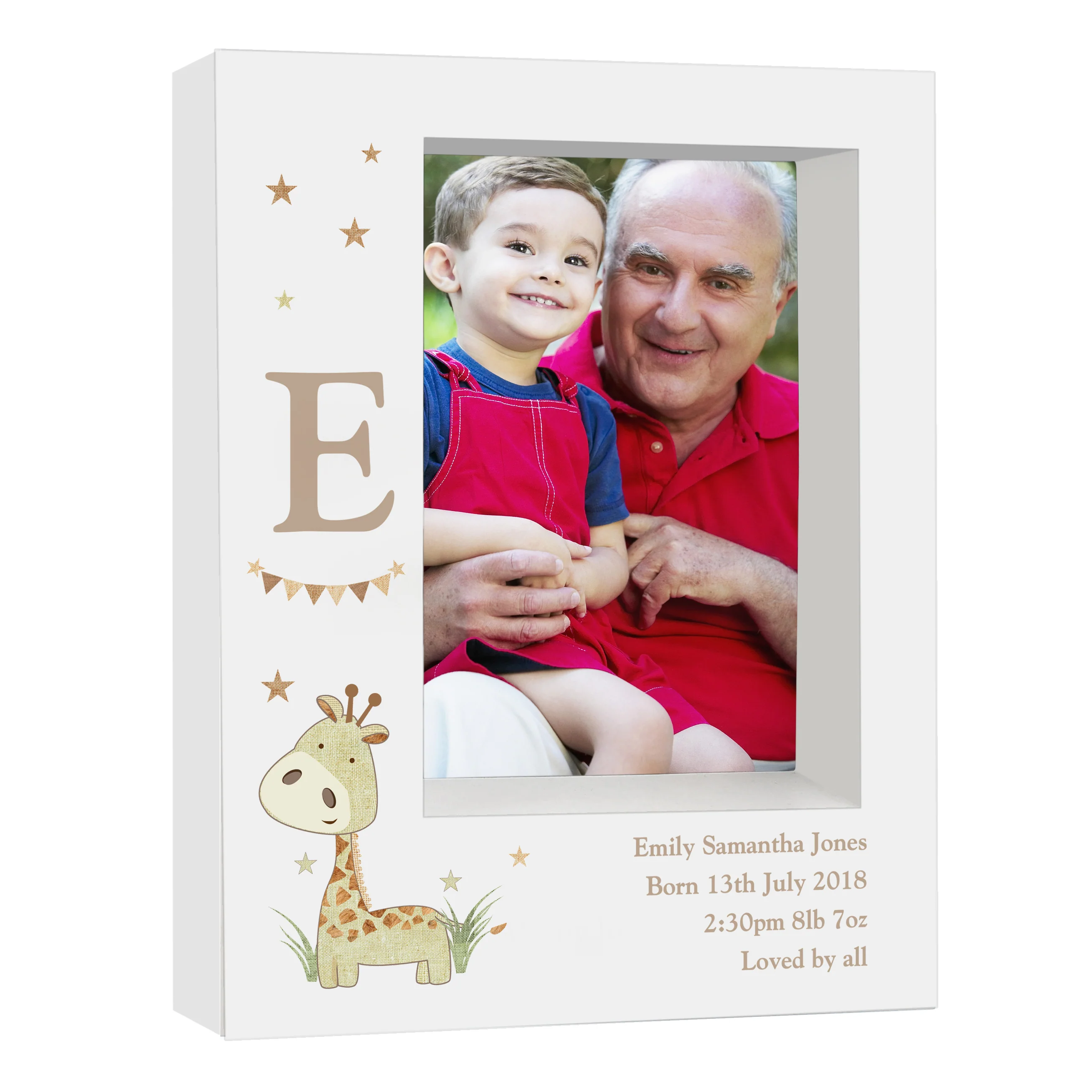 Personalised Hessian Giraffe 5x7 Box Photo Frame - Image 2