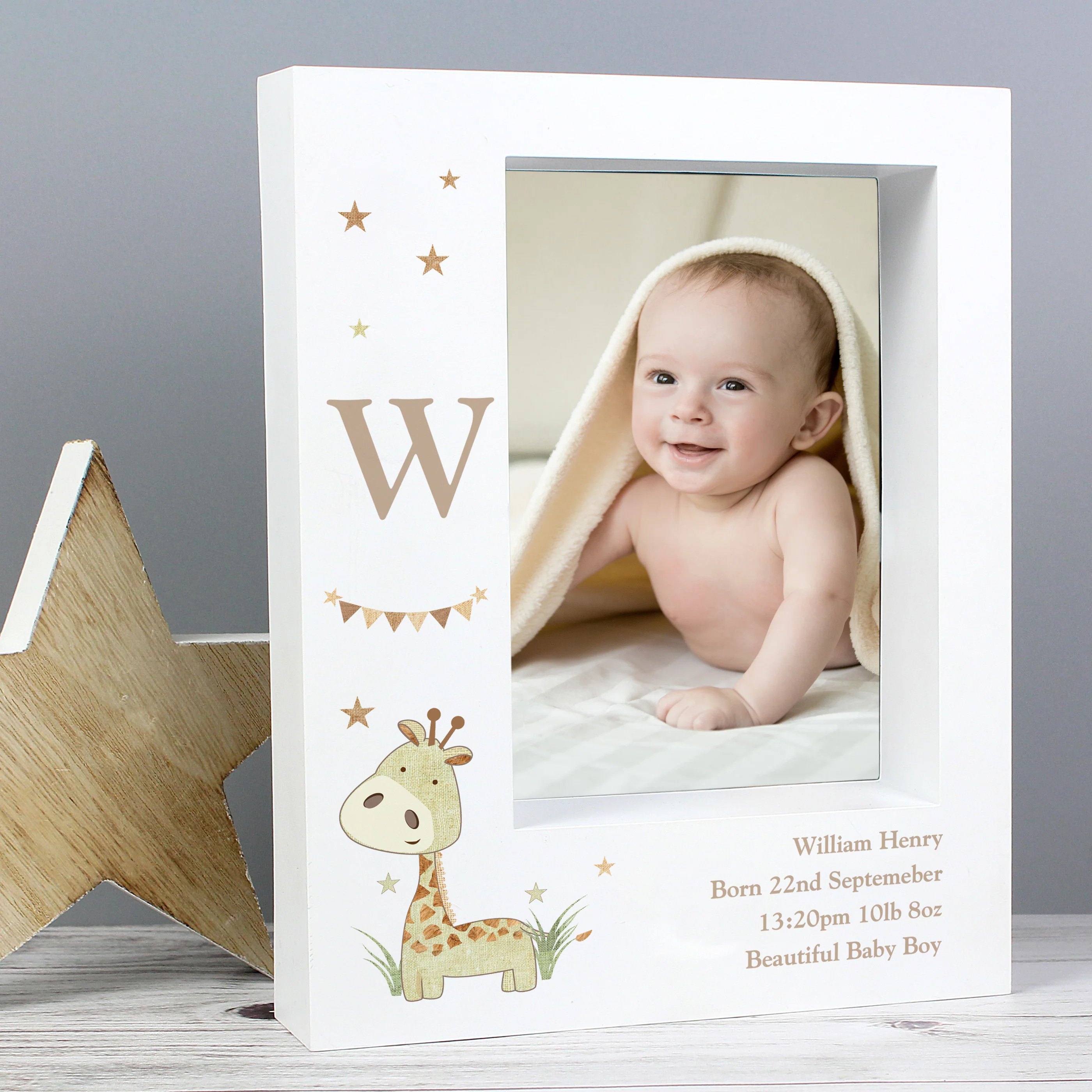 Personalised Hessian Giraffe 5x7 Box Photo Frame - Image 3
